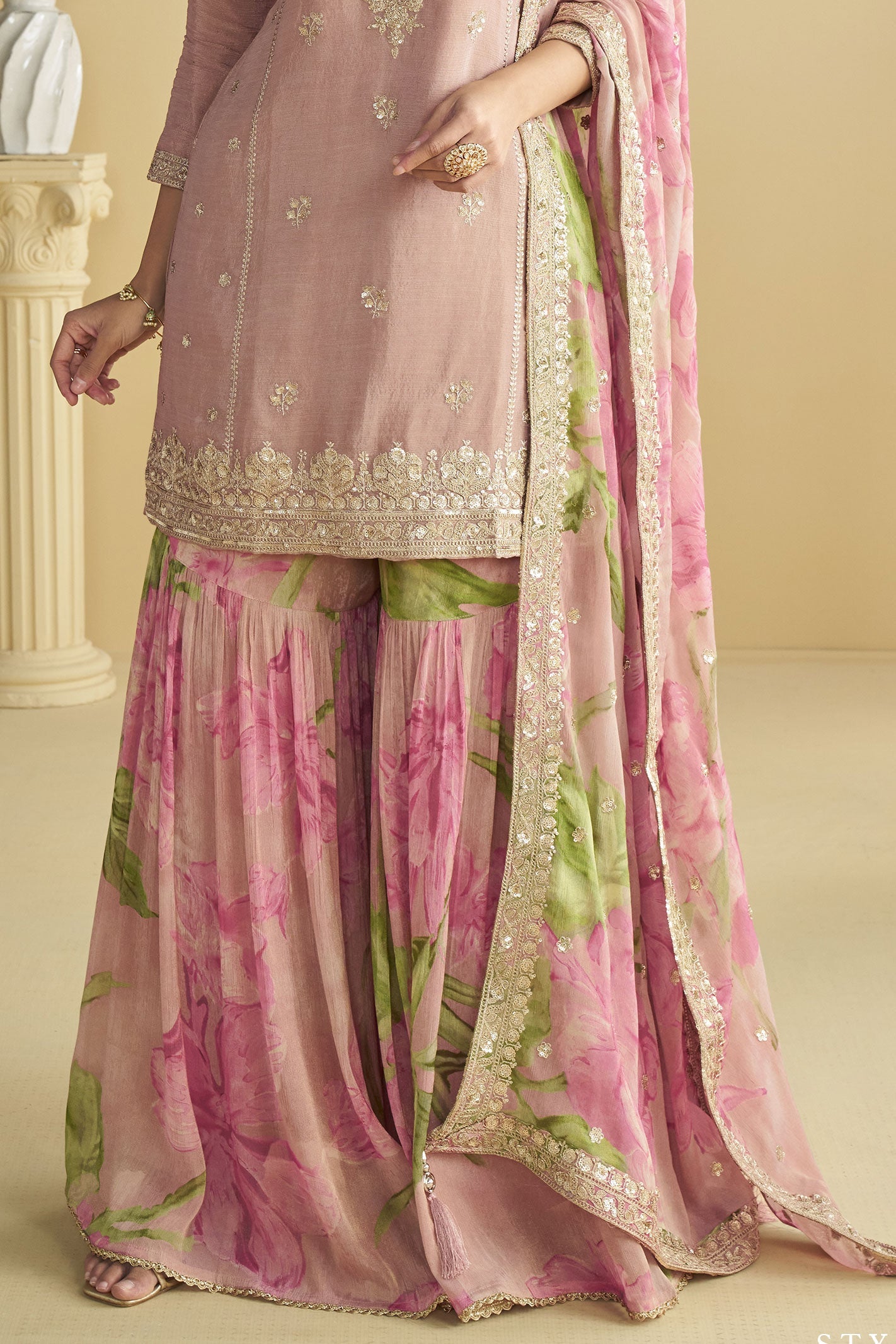 Pink Readymade Chinon Silk Sharara Suit-SS817_4_SareeButa.com
