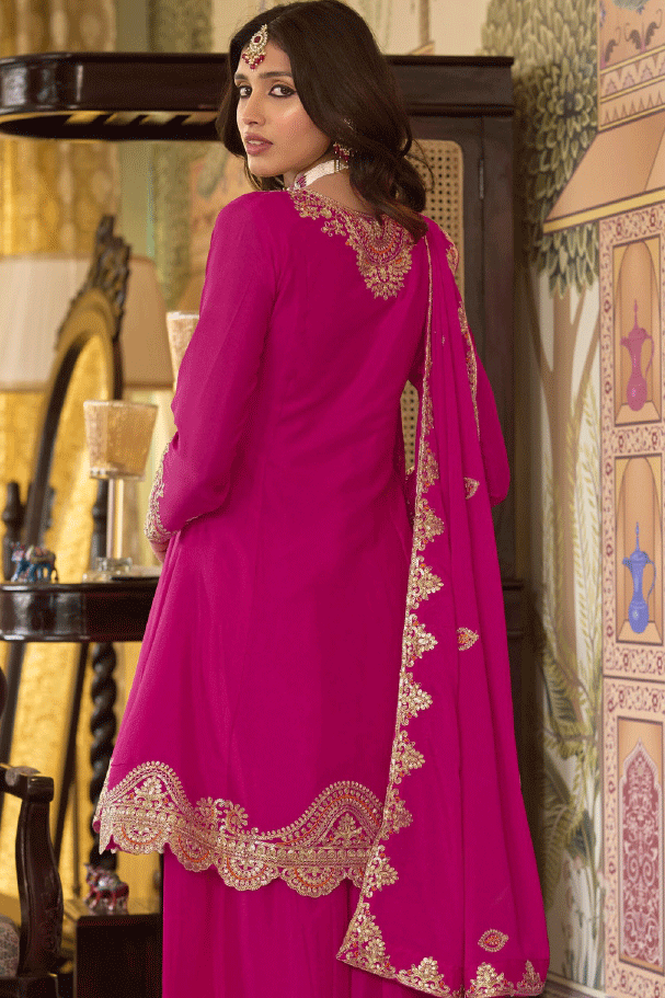Pink Readymade Embroidered Chinon A-Line Suit-SS823_3_SareeButa.com