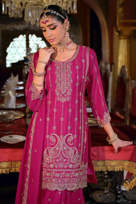 Pink Readymade Embroidered Chinon Palazzo Suit-SS821_2_SareeButa.com