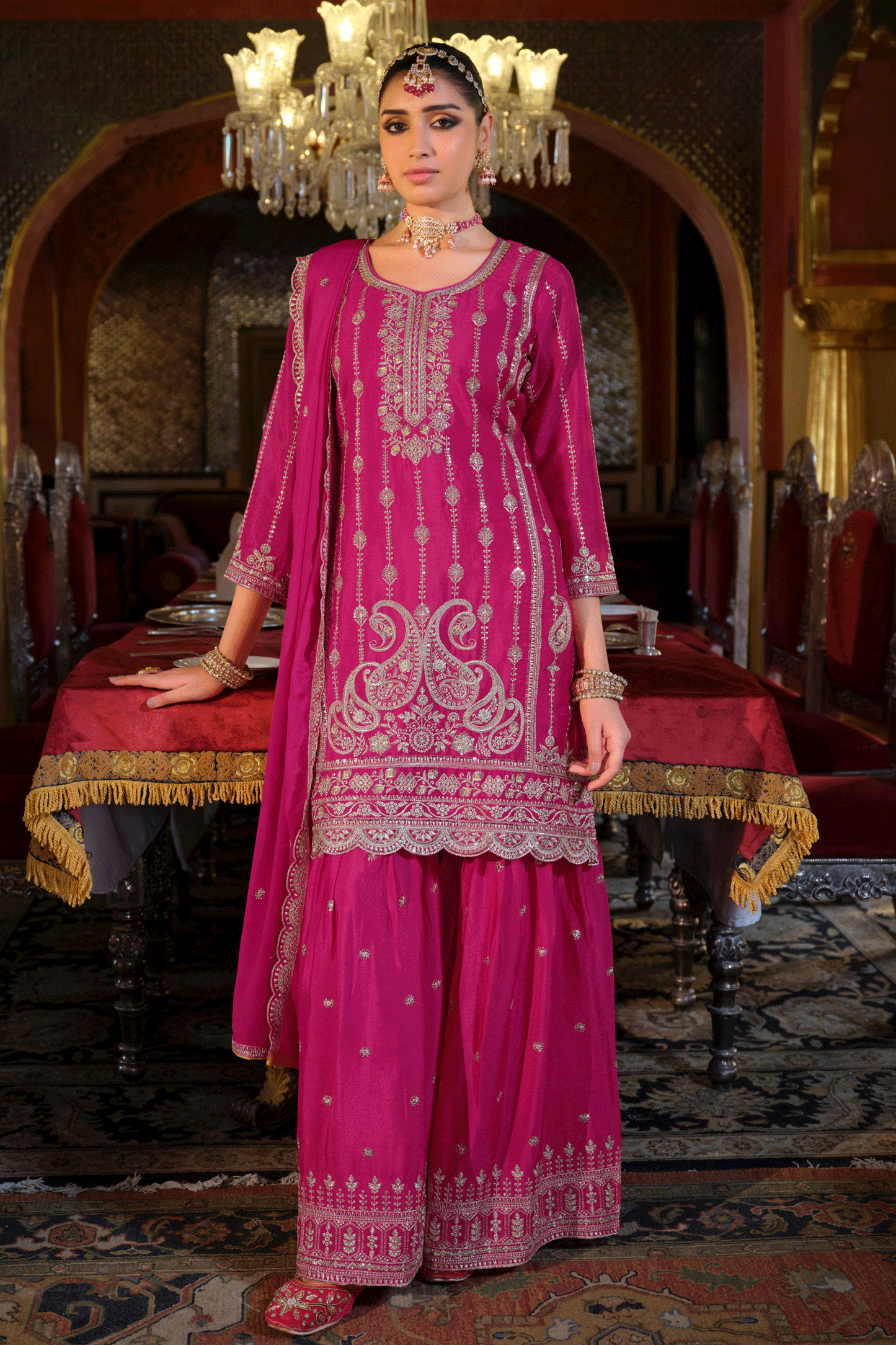 Pink Readymade Embroidered Chinon Palazzo Suit-SS821_3_SareeButa.com