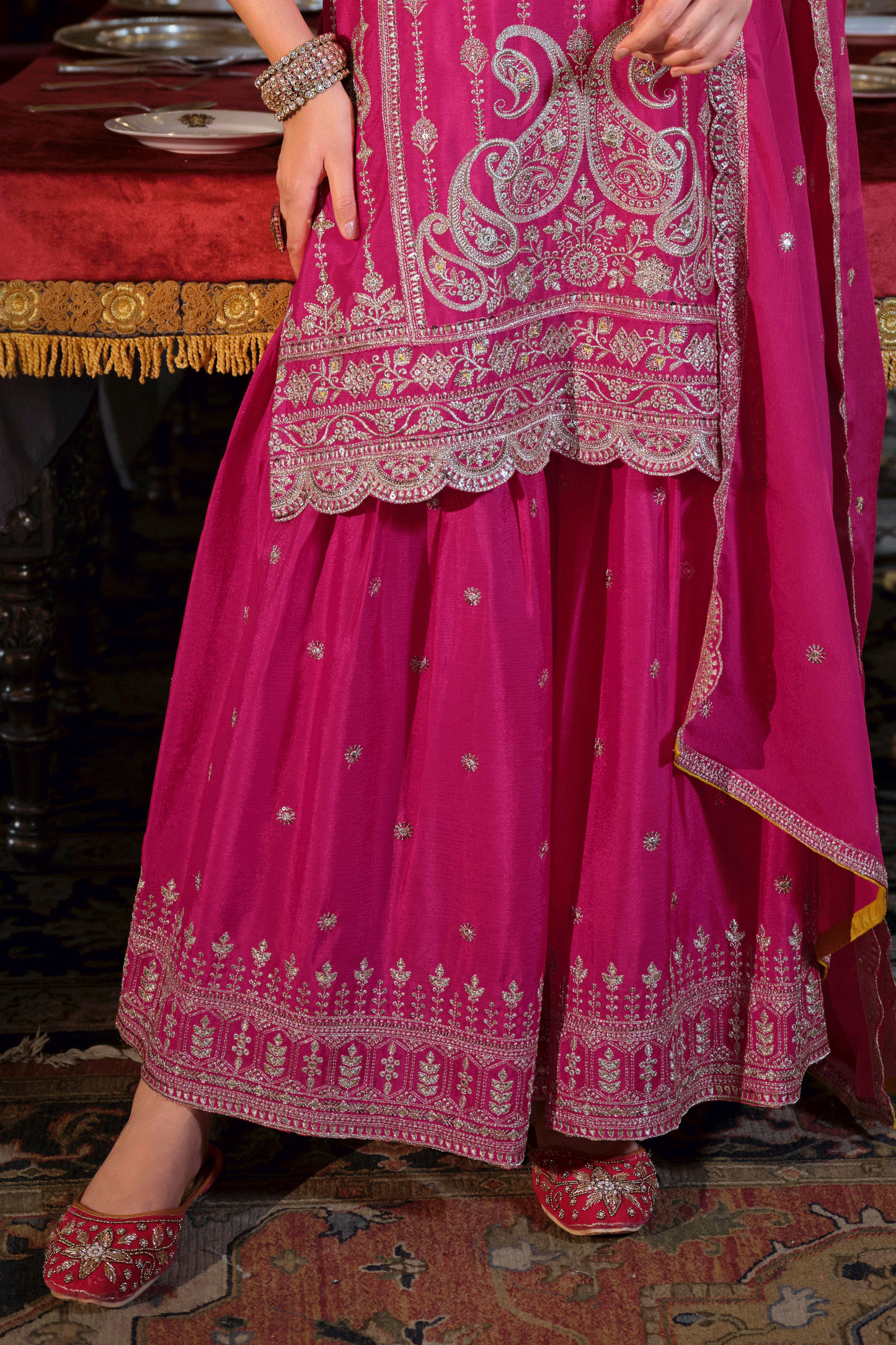 Pink Readymade Embroidered Chinon Palazzo Suit-SS821_4_SareeButa.com
