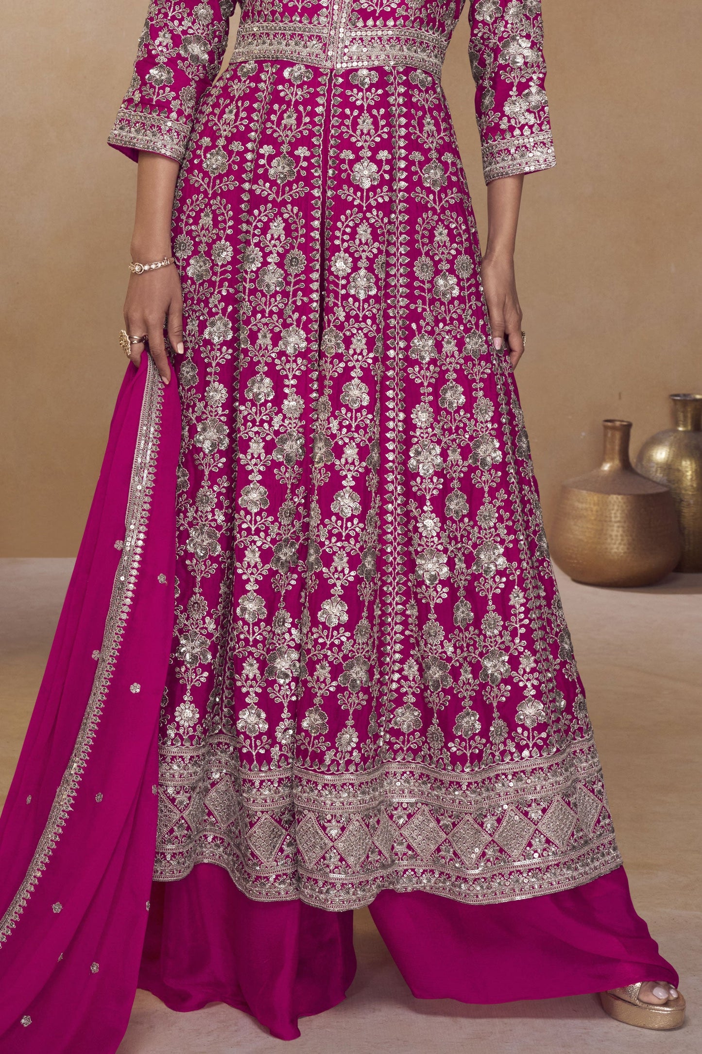 Pink Readymade Embroidered Chinon Palazzo Suit-SS845_3_SareeButa.com