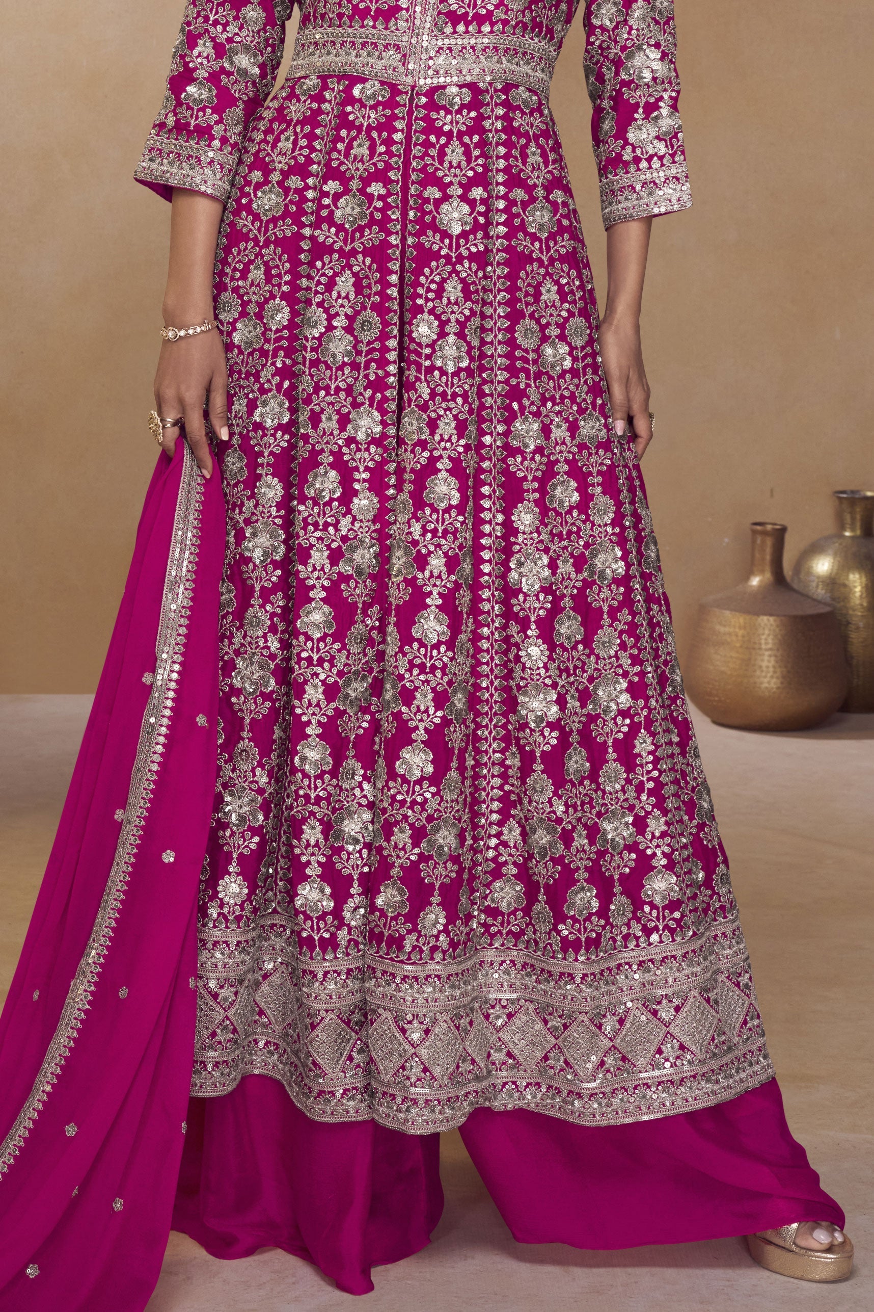 Pink Readymade Embroidered Chinon Palazzo Suit-SS845_3_SareeButa.com