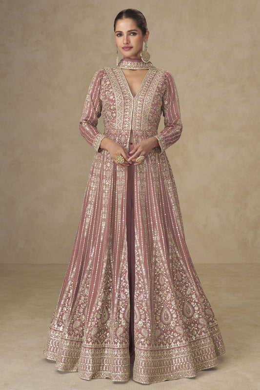 Pink Readymade Embroidered Chinon Palazzo Suit-SS950_1_SareeButa.com