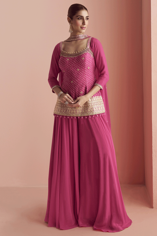 Pink Readymade Embroidered Chinon Silk Palazzo Suit-SS886_1_SareeButa.com