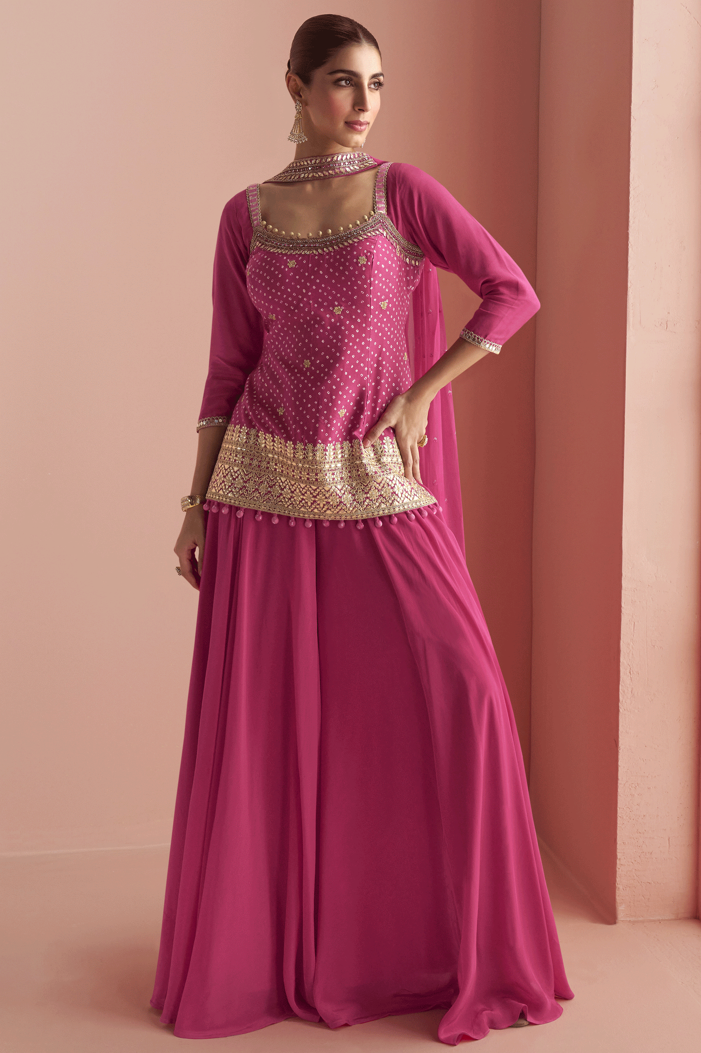 Pink Readymade Embroidered Chinon Silk Palazzo Suit-SS886_3_SareeButa.com