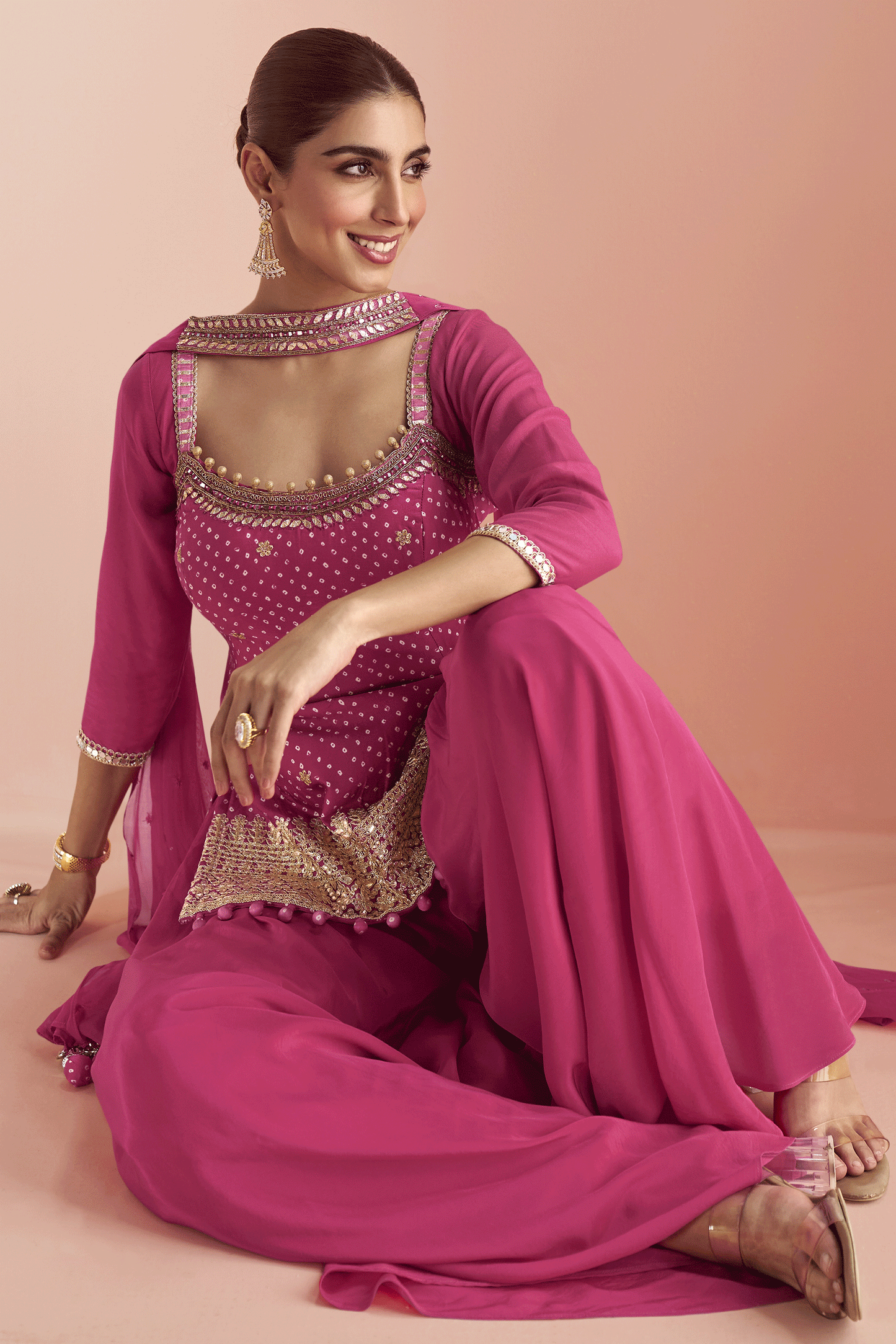 Pink Readymade Embroidered Chinon Silk Palazzo Suit-SS886_4_SareeButa.com