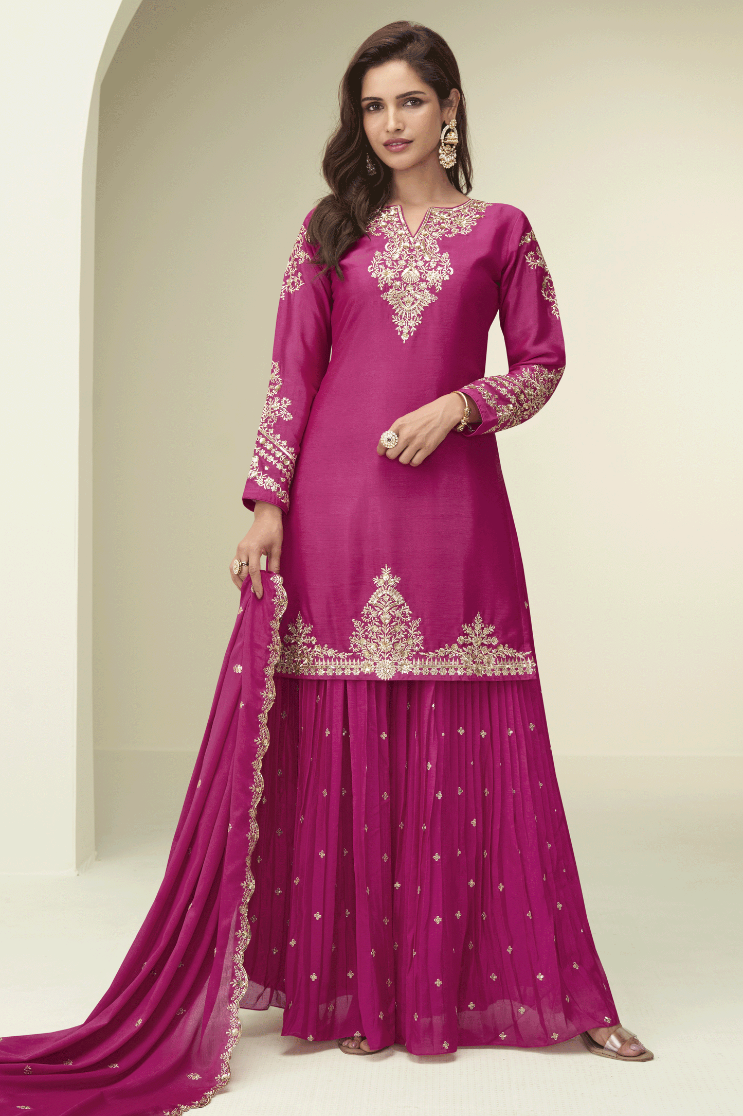 Pink Readymade Embroidered Chinon Silk Suit-SS869_1_SareeButa.com