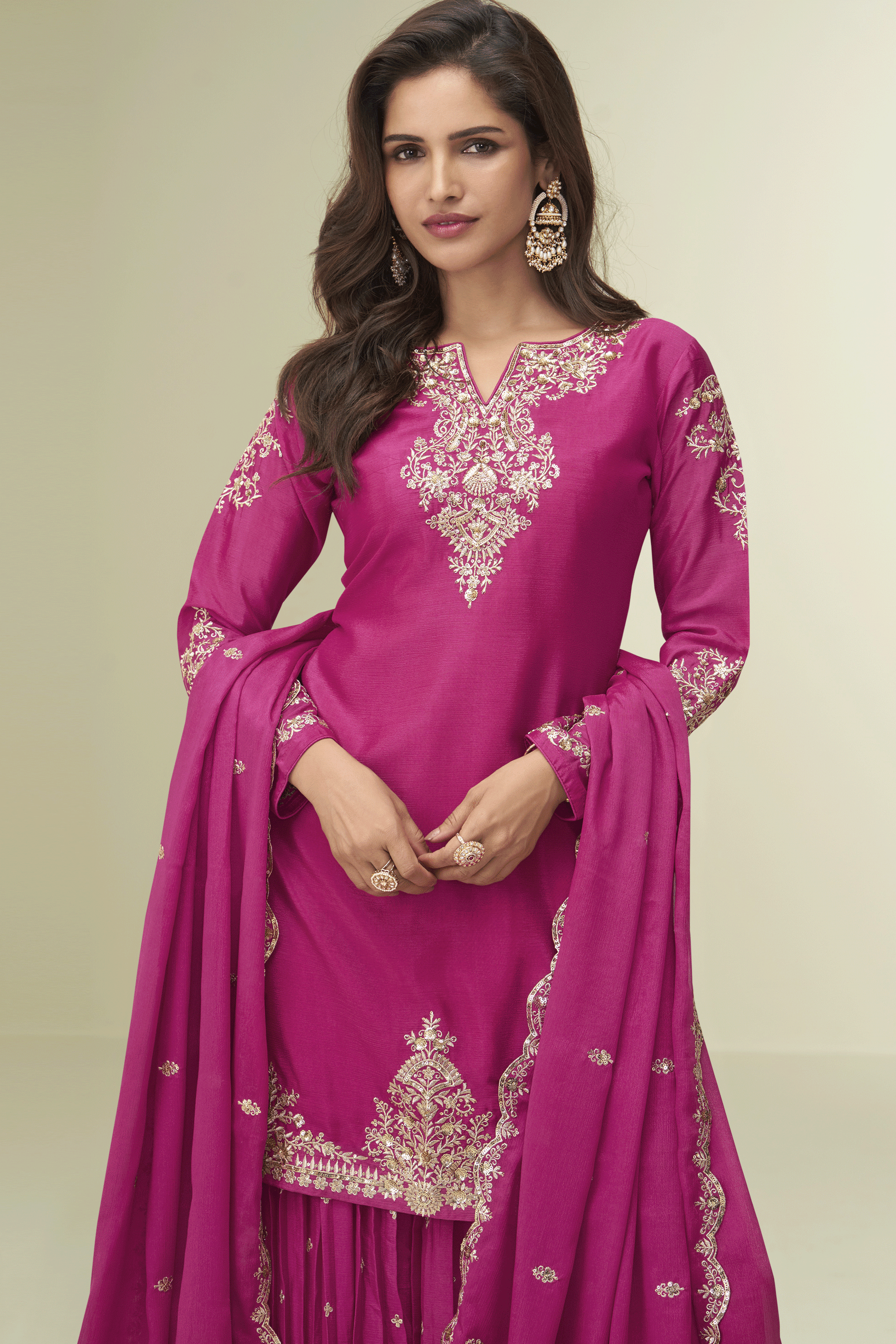 Pink Readymade Embroidered Chinon Silk Suit-SS869_2_SareeButa.com