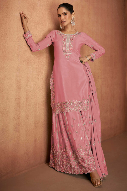 Pink Readymade Embroidered Chinon Suit-SS522_1_SareeButa.com