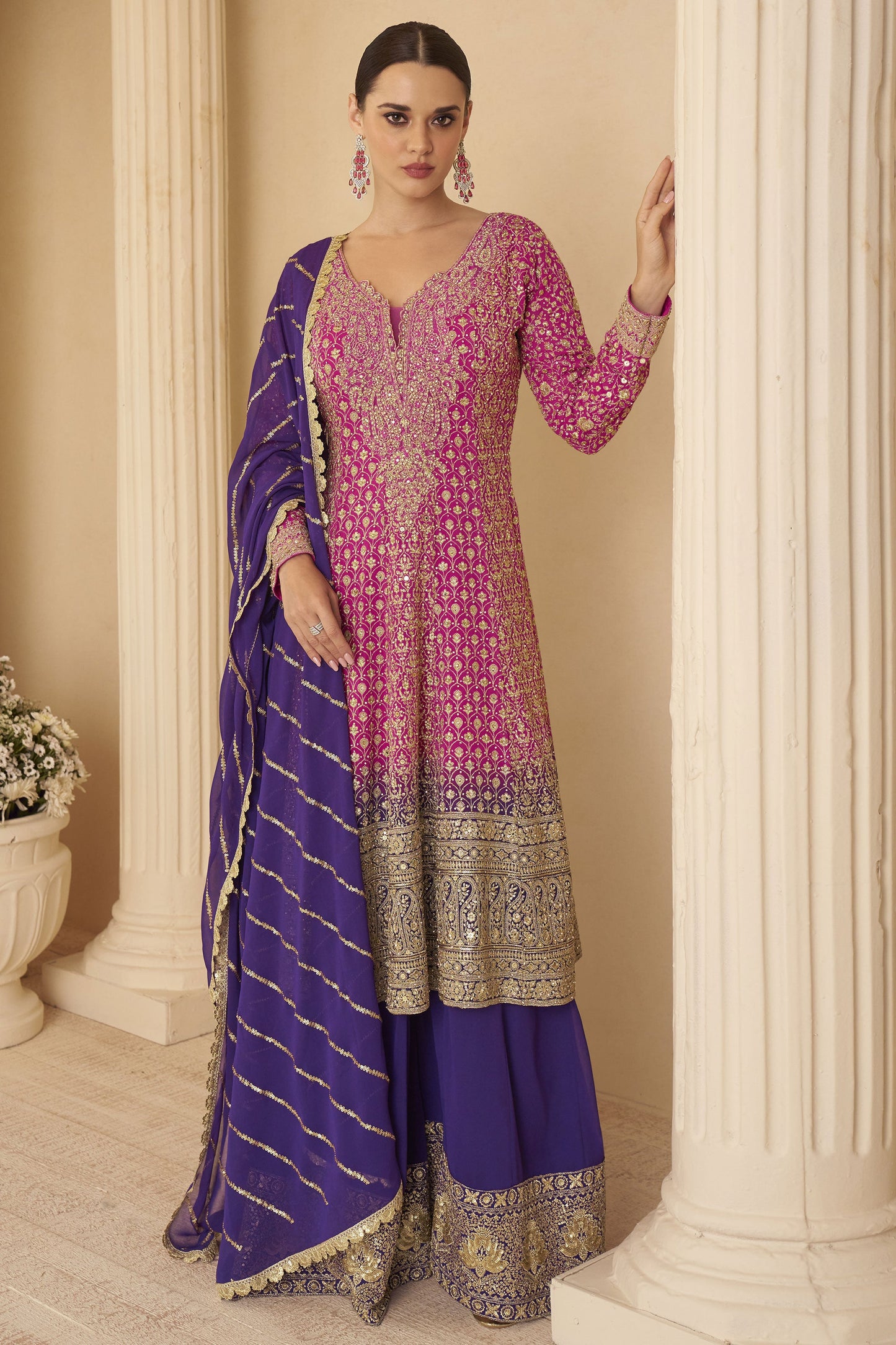 Pink Readymade Embroidered Georgette Suit-SS715_1_SareeButa.com