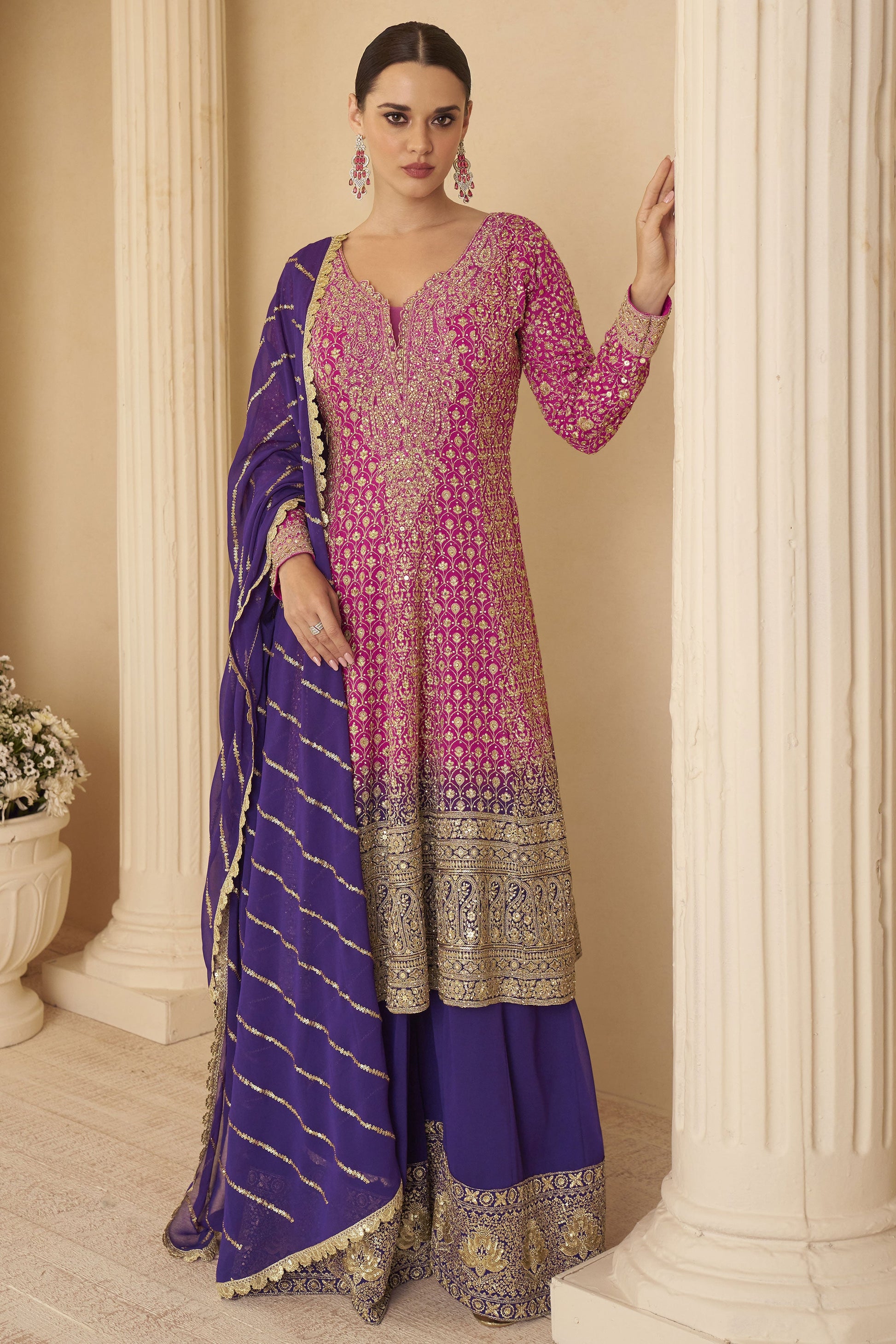 Pink Readymade Embroidered Georgette Suit-SS715_1_SareeButa.com