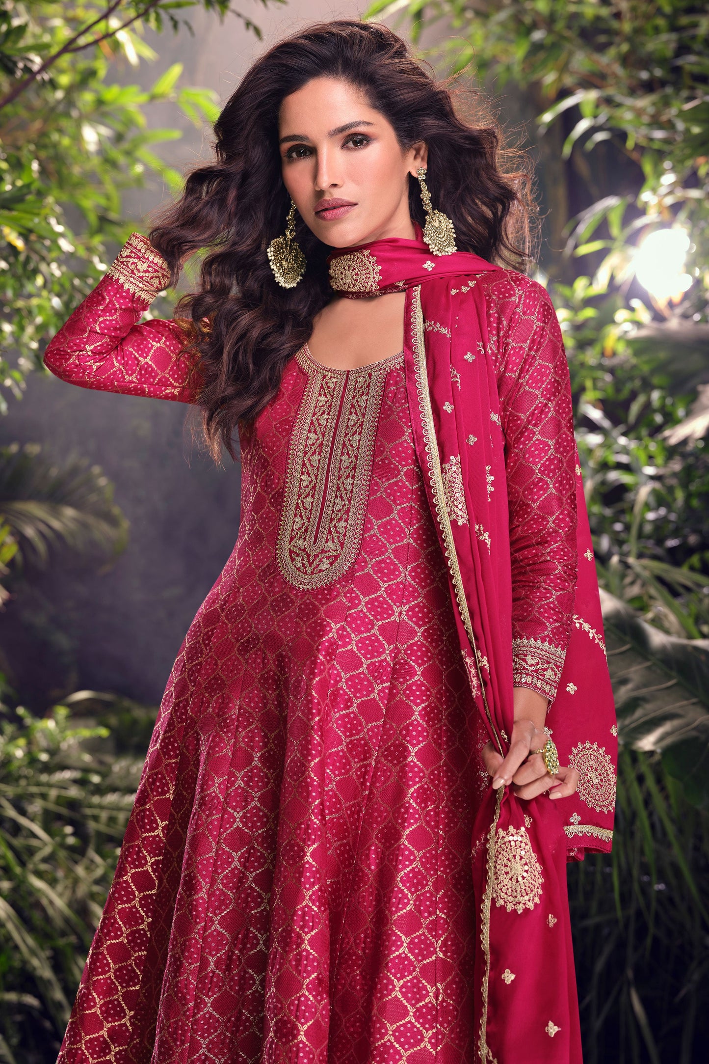 Pink Readymade Embroidered Jacquard Silk Suit-SS249_2_SareeButa.com