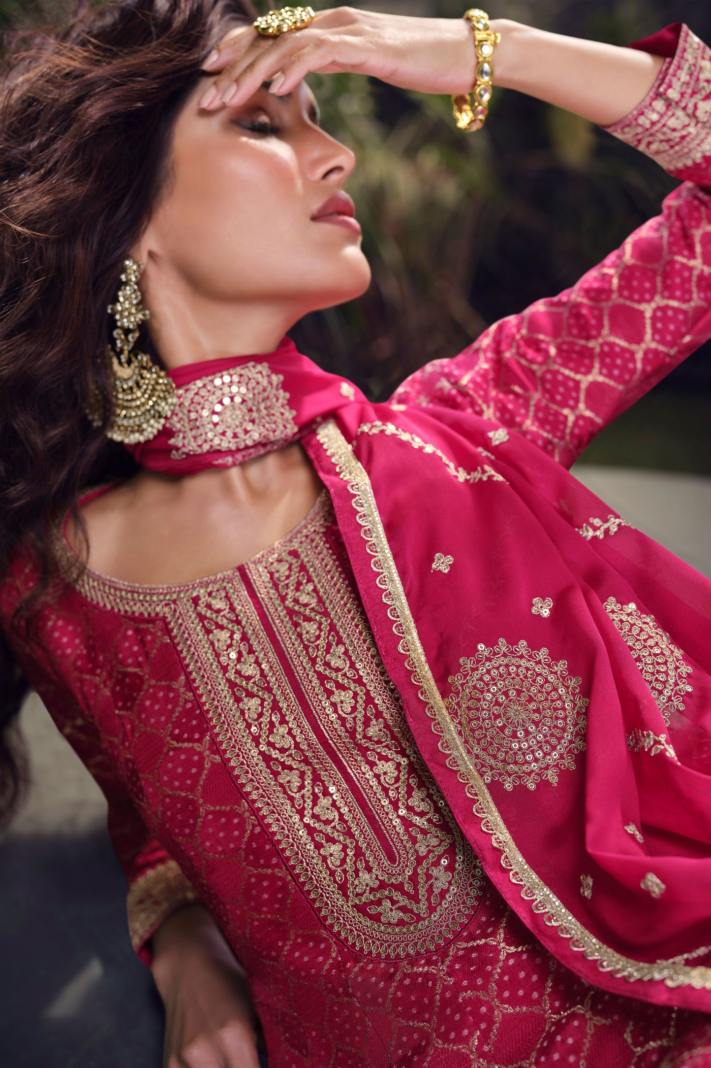 Pink Readymade Embroidered Jacquard Silk Suit-SS249_4_SareeButa.com
