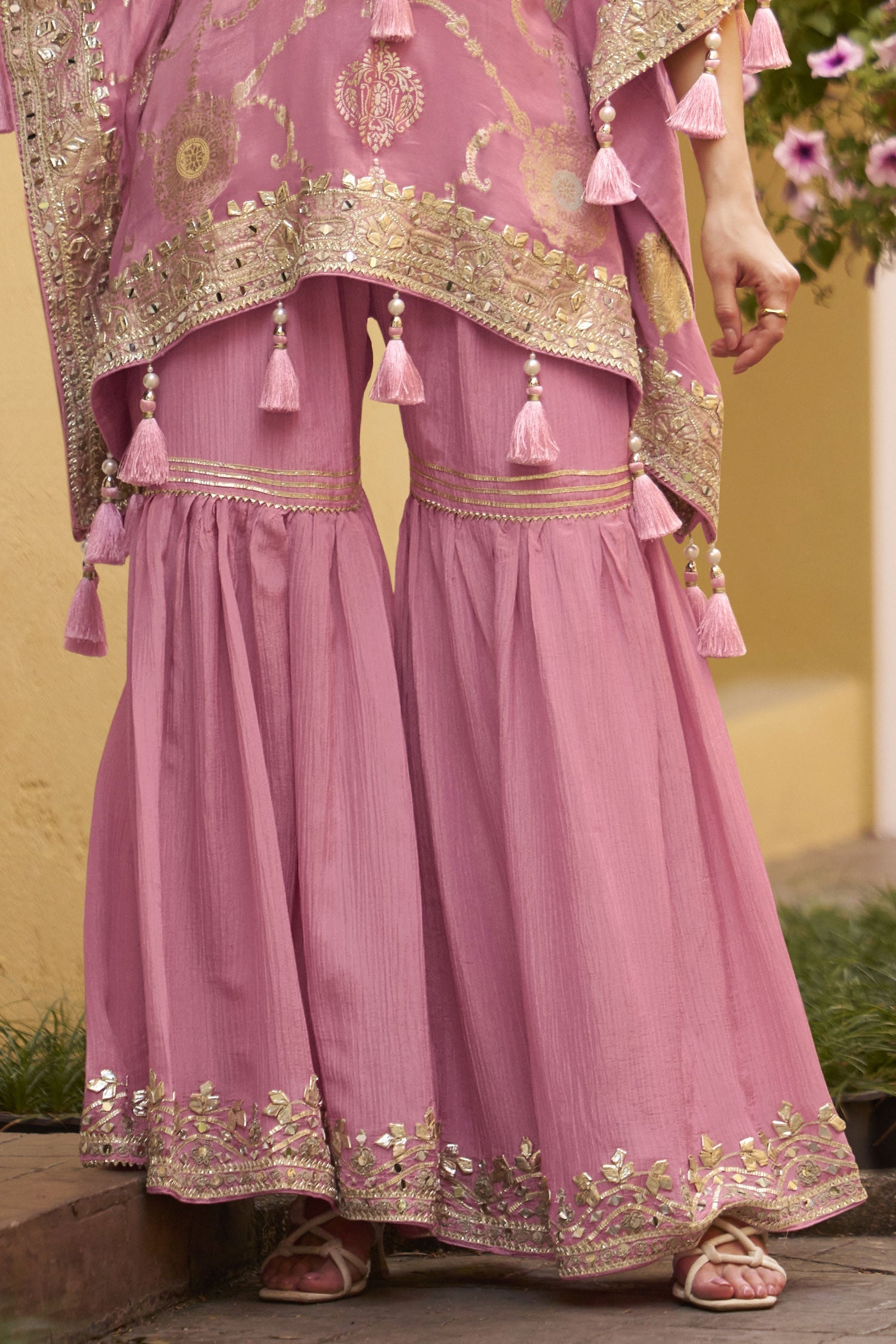 Pink Readymade Embroidered Silk Kaftan Set-SS909_4_SareeButa.com