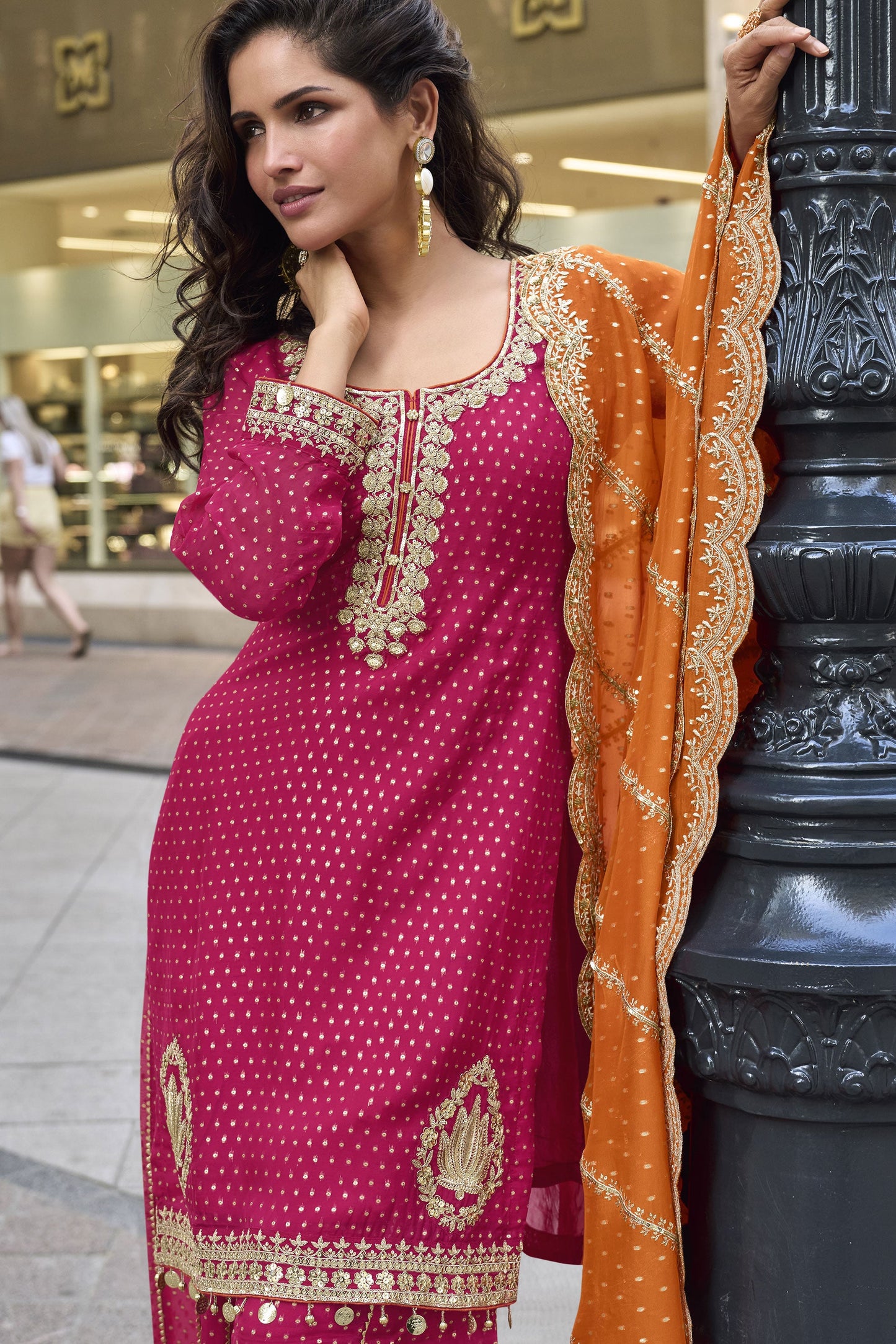 Pink Readymade Embroidered Viscose Silk Suit-SS918_2_SareeButa.com