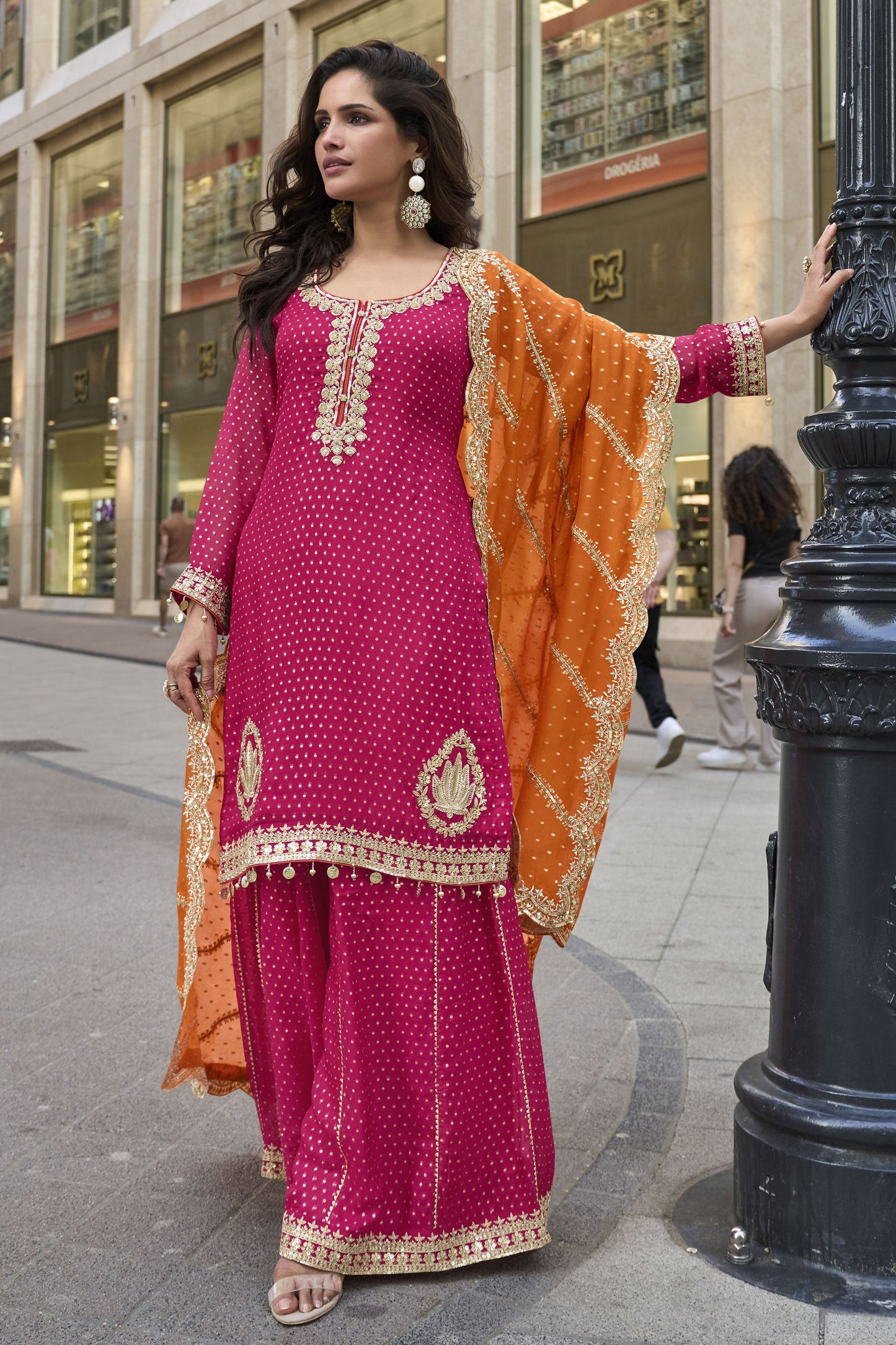Pink Readymade Embroidered Viscose Silk Suit-SS918_4_SareeButa.com