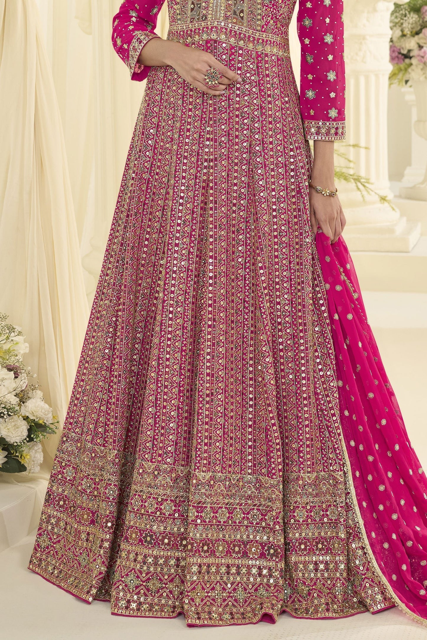 Pink Readymade Georgette Gown with Dupatta-SAR12145_5_SareeButa.com