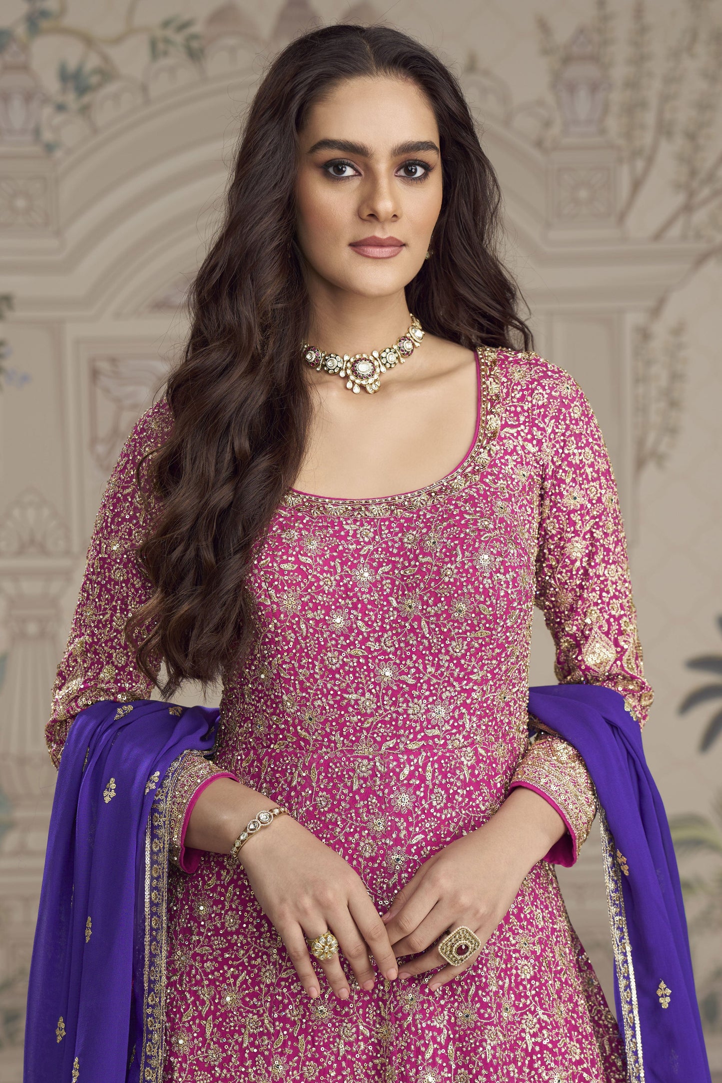 Pink Readymade Georgette Gown with Dupatta-SS912_2_SareeButa.com