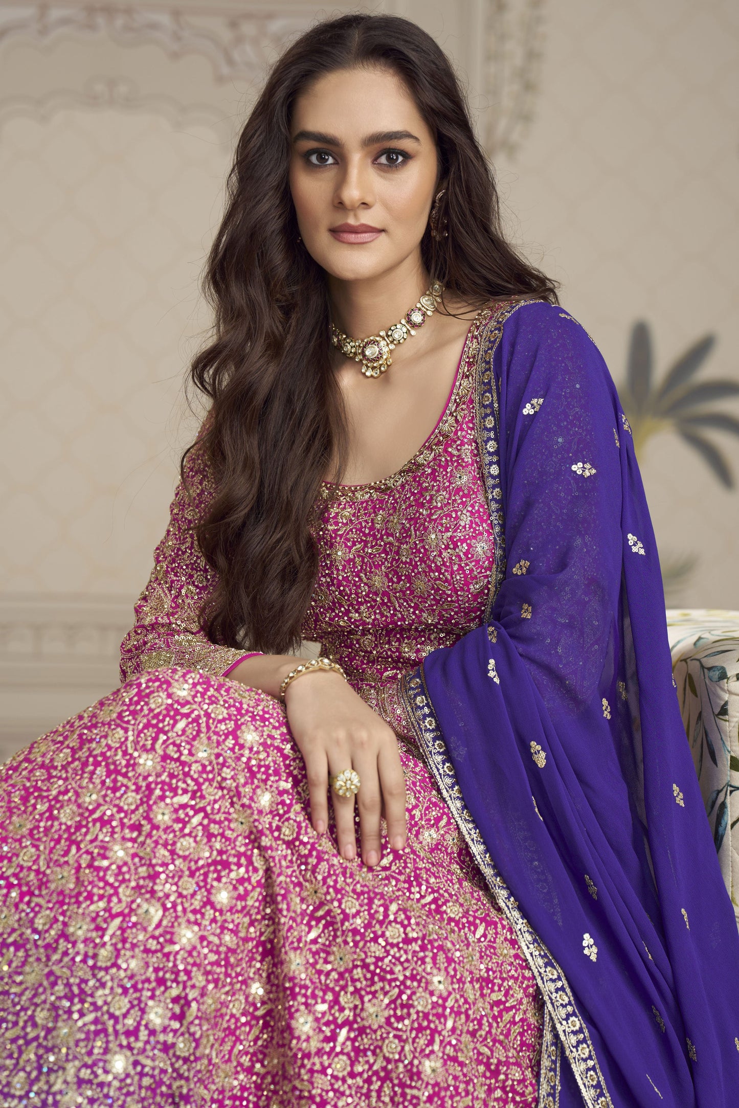 Pink Readymade Georgette Gown with Dupatta-SS912_3_SareeButa.com