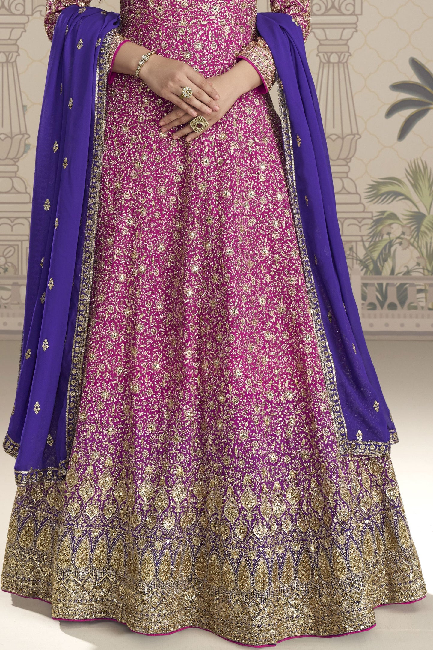 Pink Readymade Georgette Gown with Dupatta-SS912_4_SareeButa.com