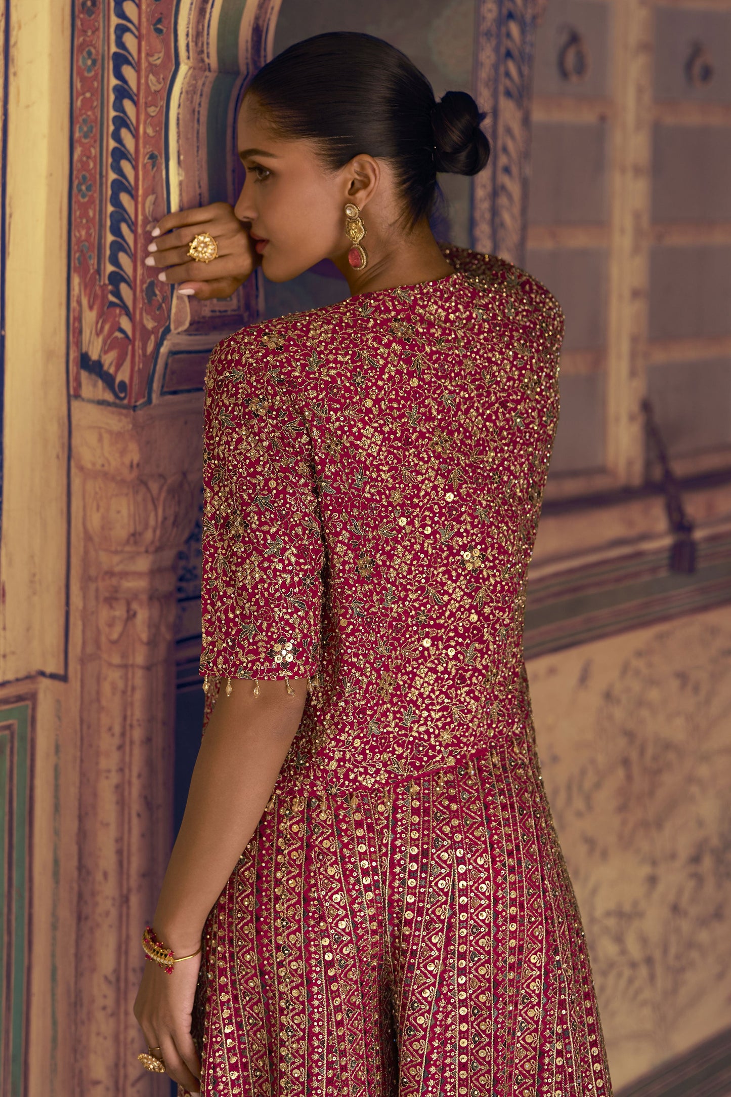 Pink Readymade Georgette Palazzo Set with Jacket-SS928_3_SareeButa.com