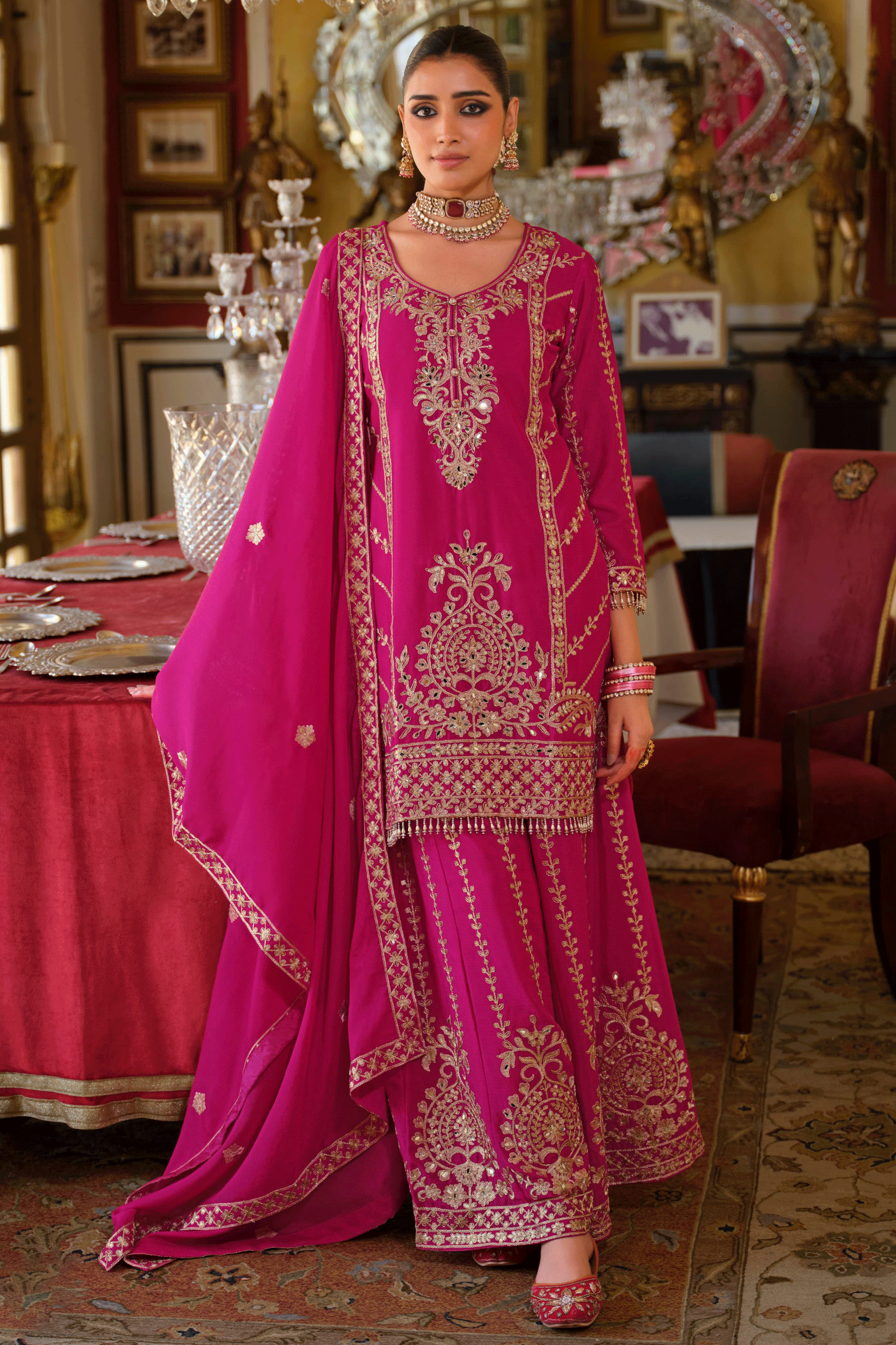 Pink Readymade Heavy Work Chinon Palazzo Suit-SS654_1_SareeButa.com