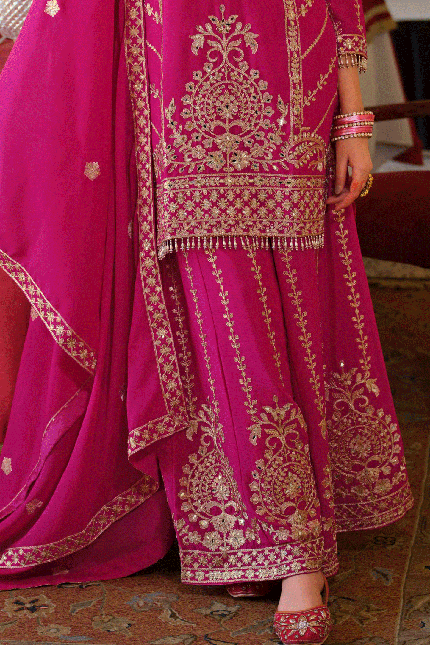 Pink Readymade Heavy Work Chinon Palazzo Suit-SS654_4_SareeButa.com