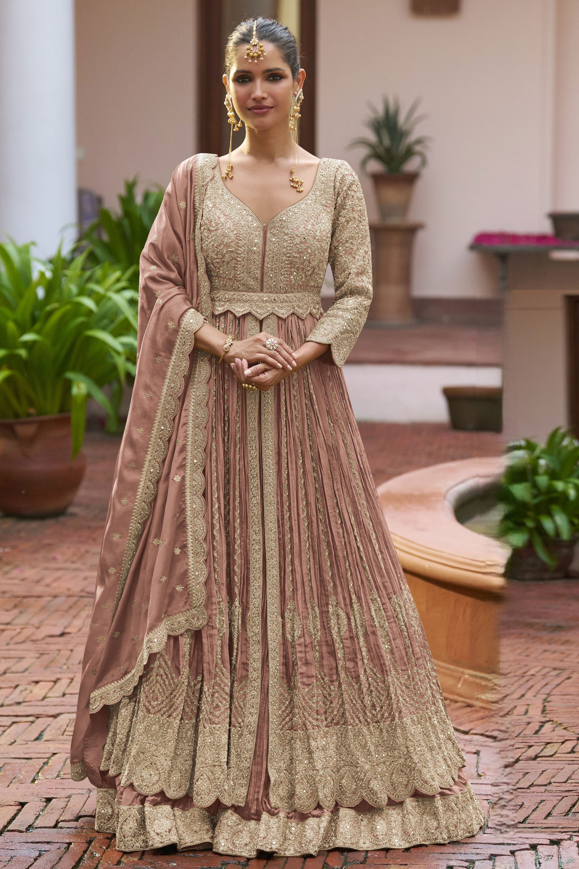 Pink Readymade Heavy Work Chinon Skirt Suit-SS938_1_SareeButa.com