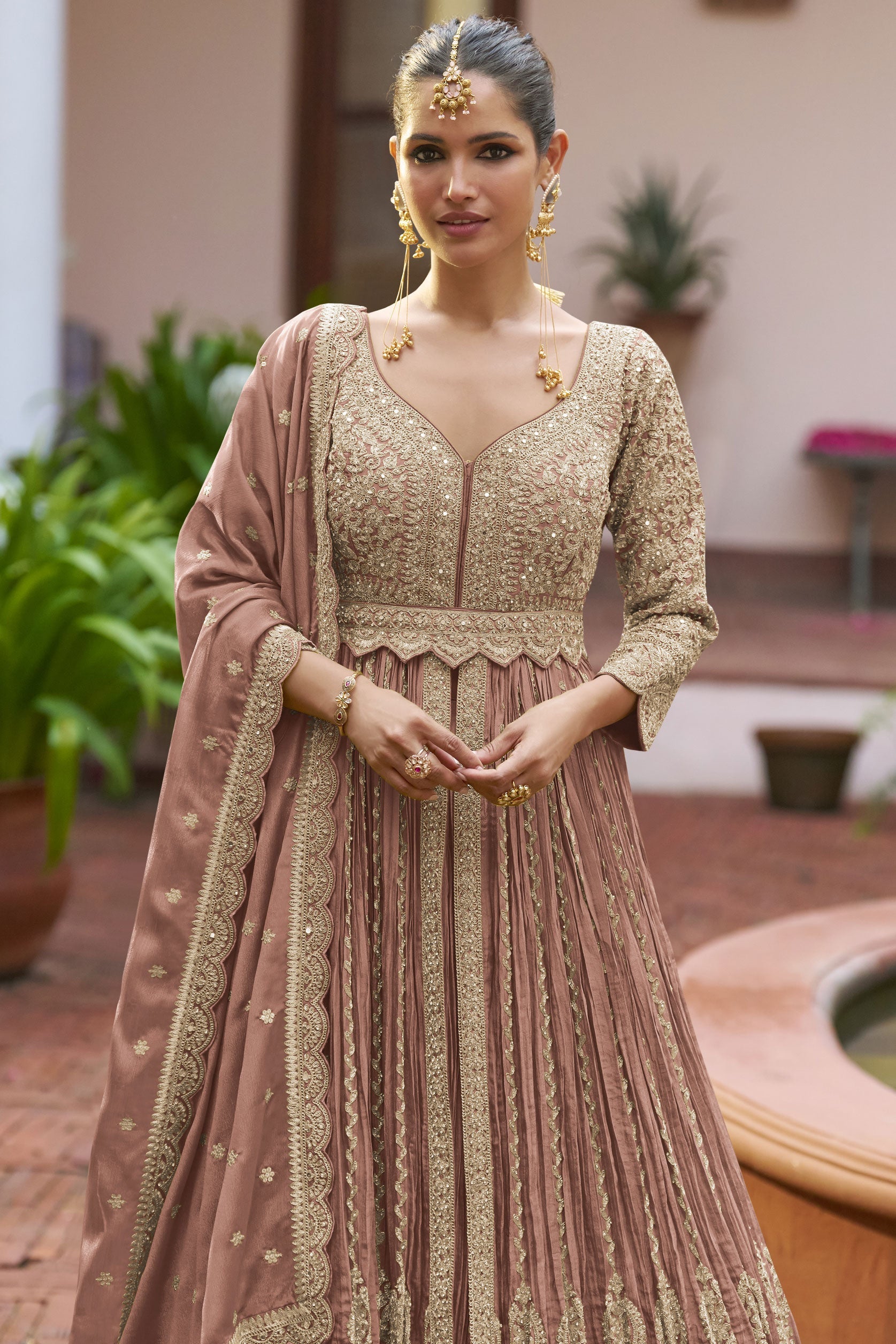 Pink Readymade Heavy Work Chinon Skirt Suit-SS938_2_SareeButa.com