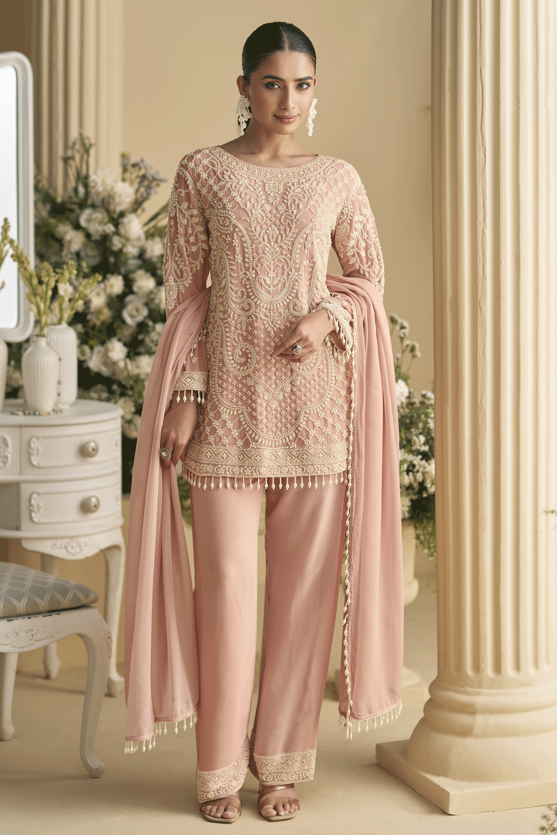 Pink Readymade Heavy Work Georgette Palazzo Suit-SS854_1_SareeButa.com