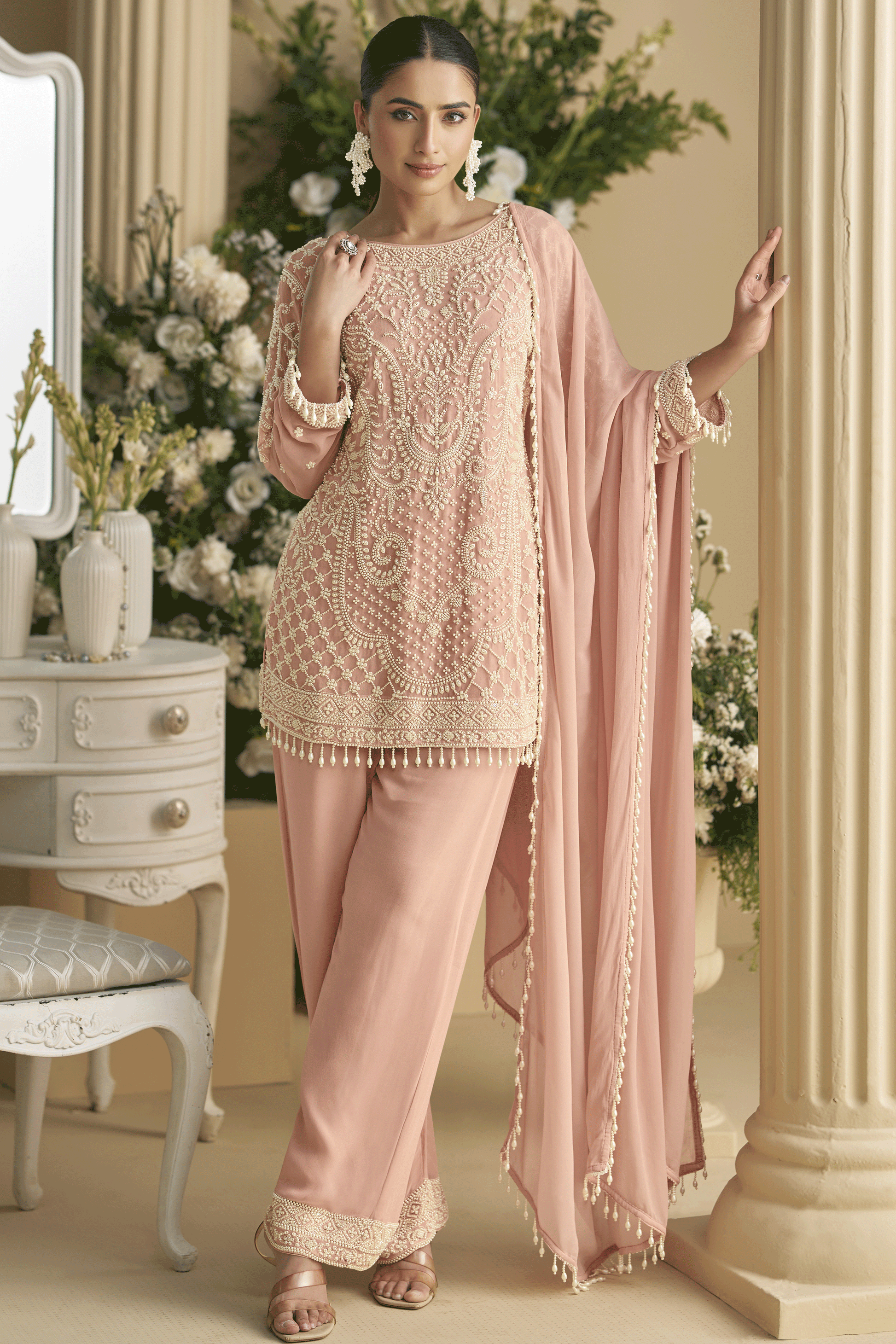 Pink Readymade Heavy Work Georgette Palazzo Suit-SS854_4_SareeButa.com