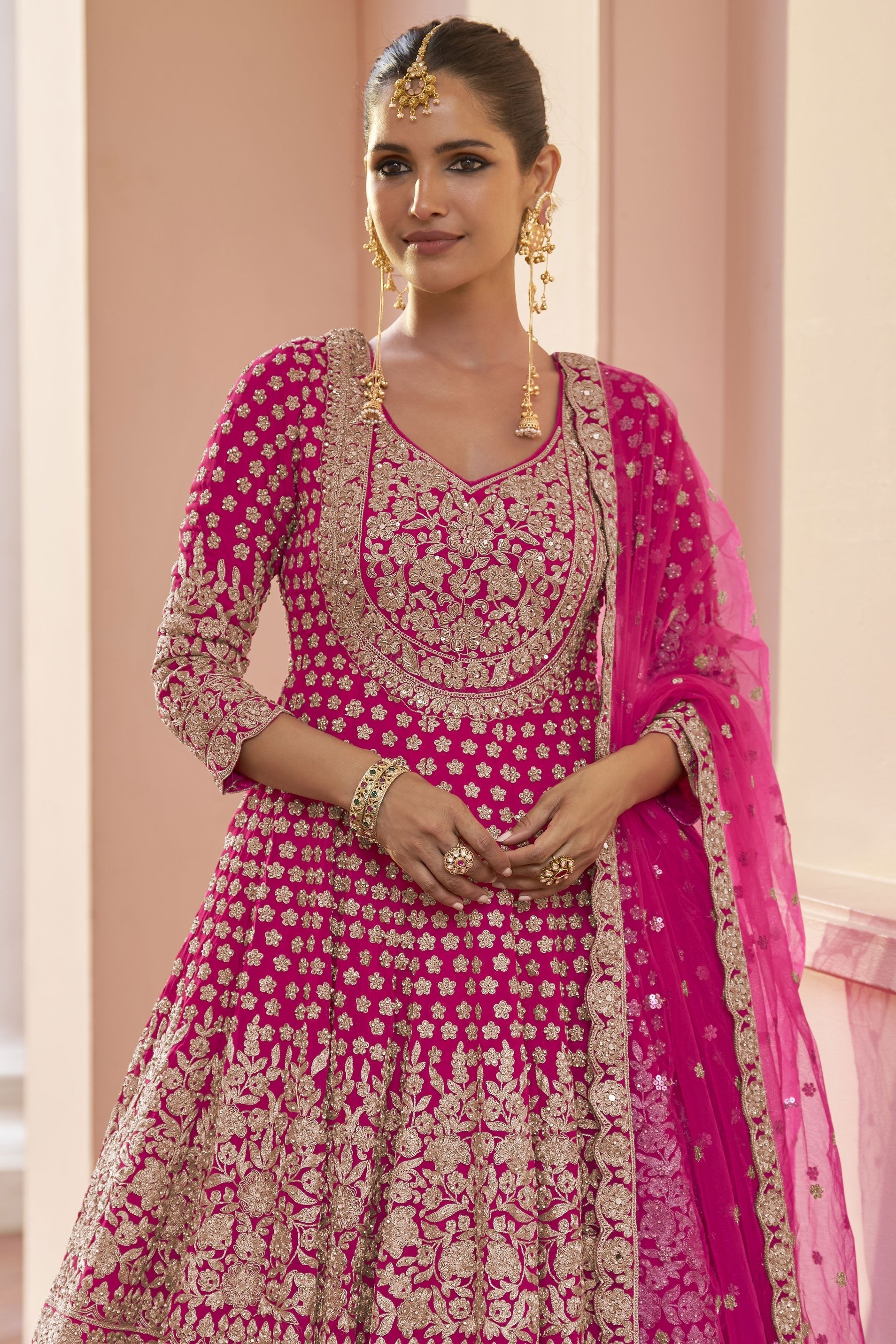 Pink Readymade Heavy Work Georgette Skirt Suit-SS1011_2_SareeButa.com