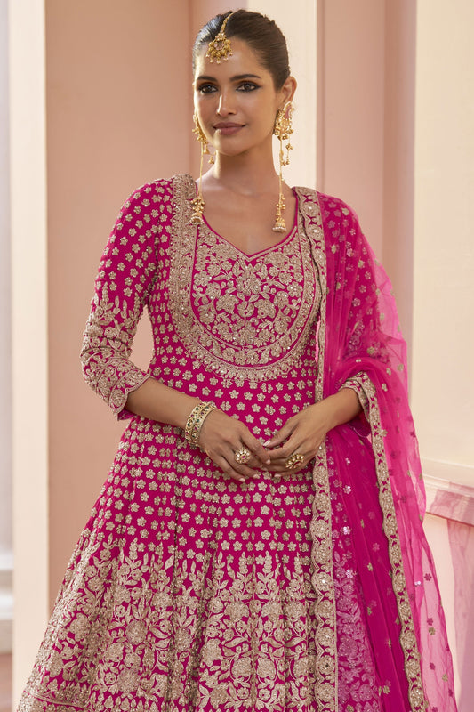 Pink Readymade Heavy Work Georgette Skirt Suit-SS1011_2_SareeButa.com