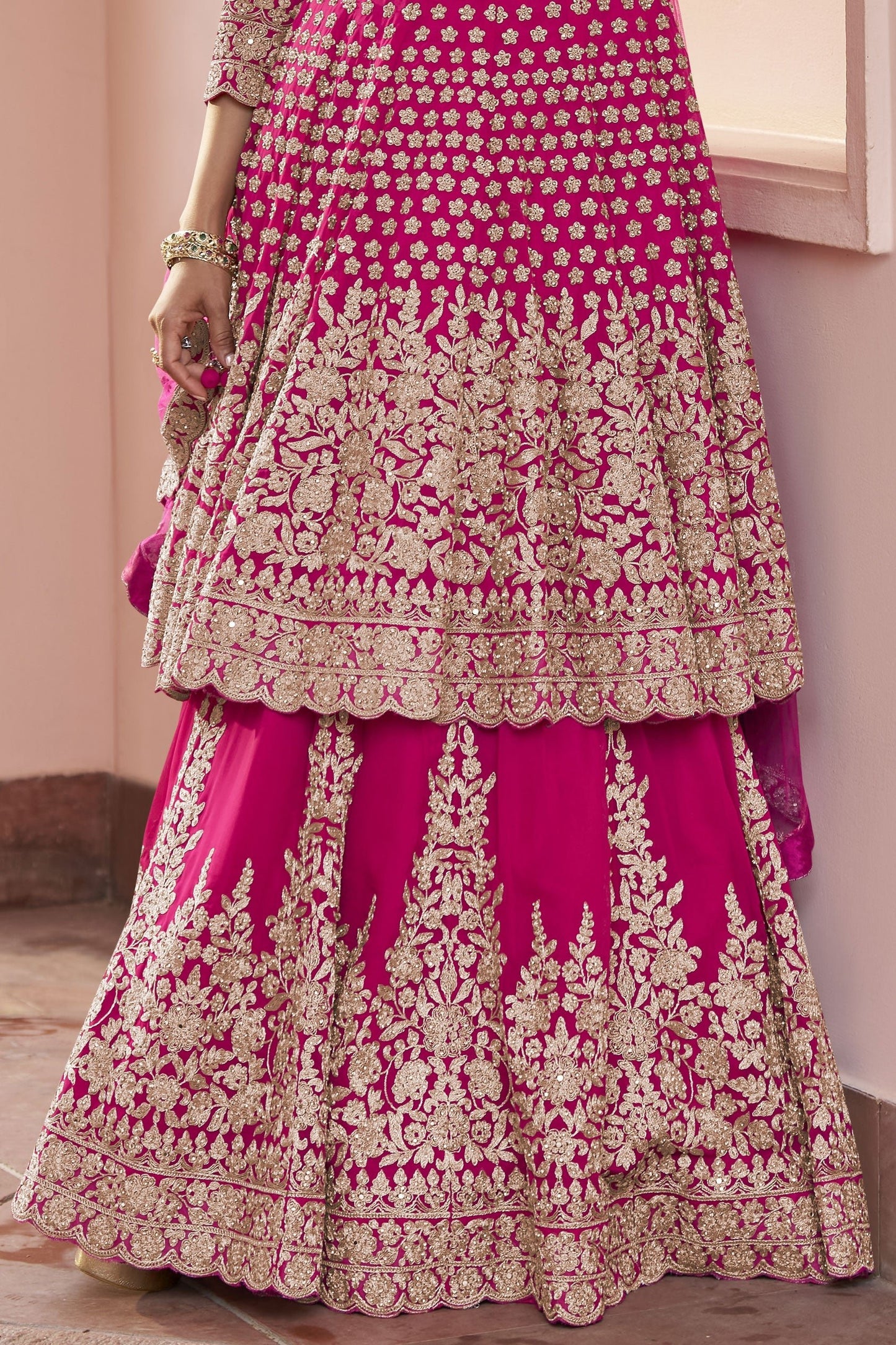 Pink Readymade Heavy Work Georgette Skirt Suit-SS1011_3_SareeButa.com