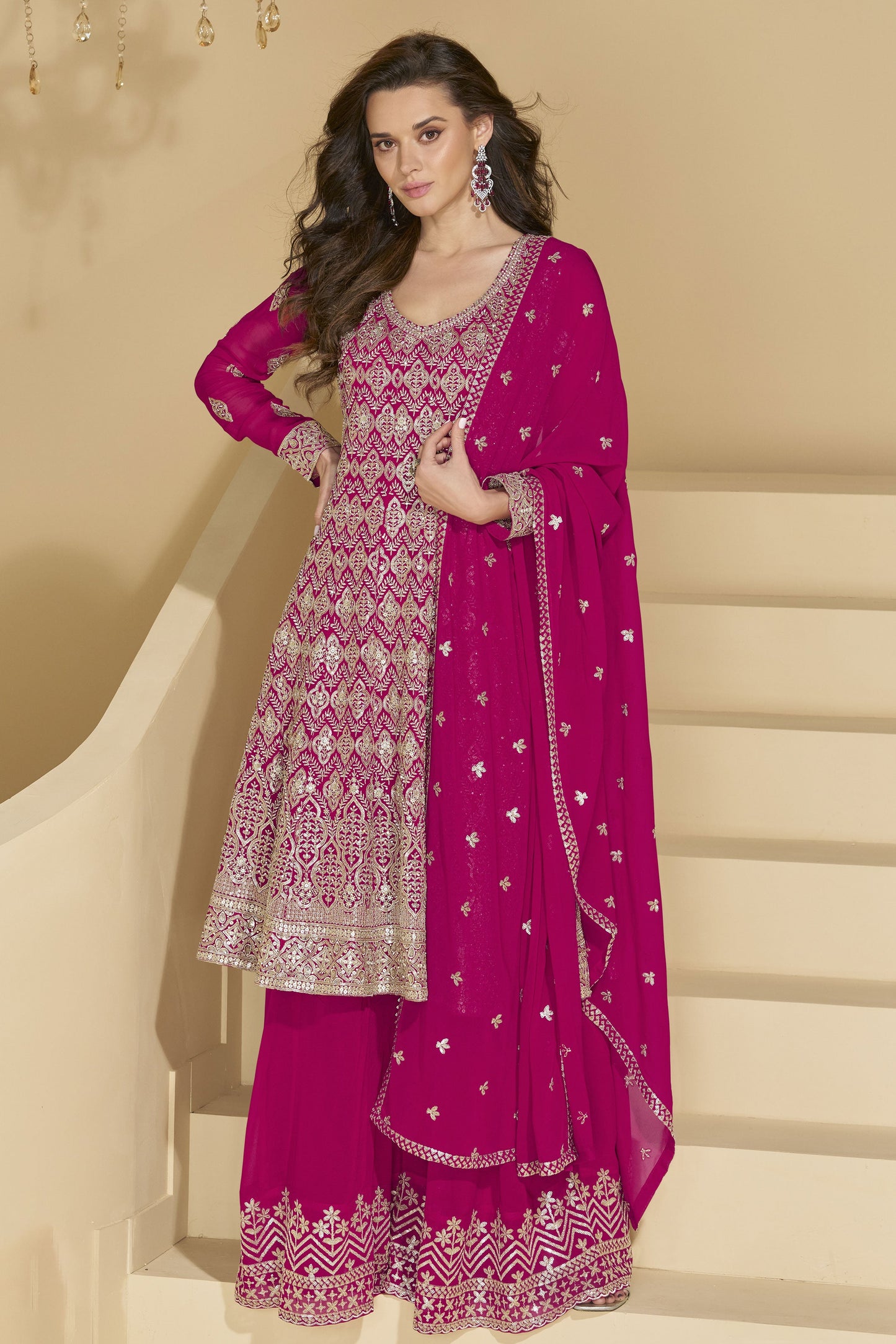 Pink Readymade Heavy Work Georgette Suit-SS932_1_SareeButa.com