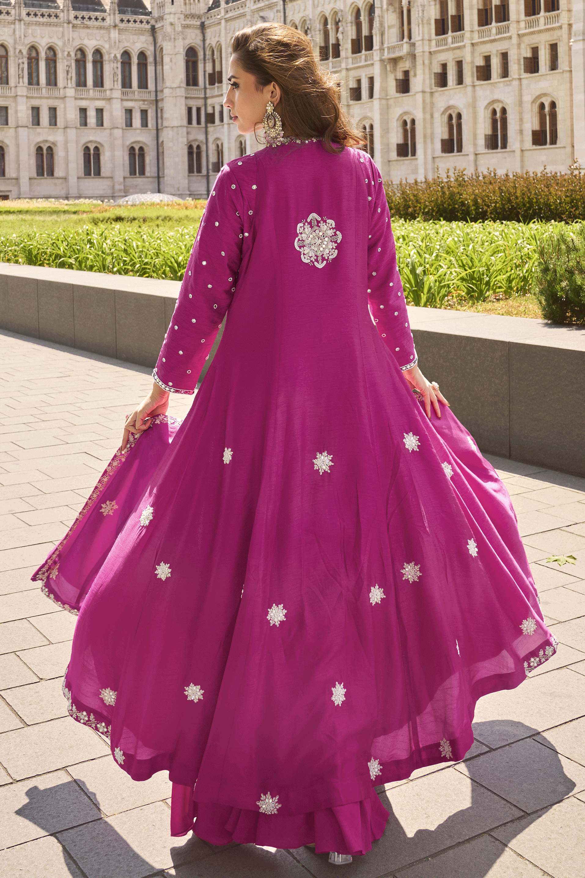 Pink Readymade Organza Silk Front Slit Palazzo Suit-SS853_3_SareeButa.com