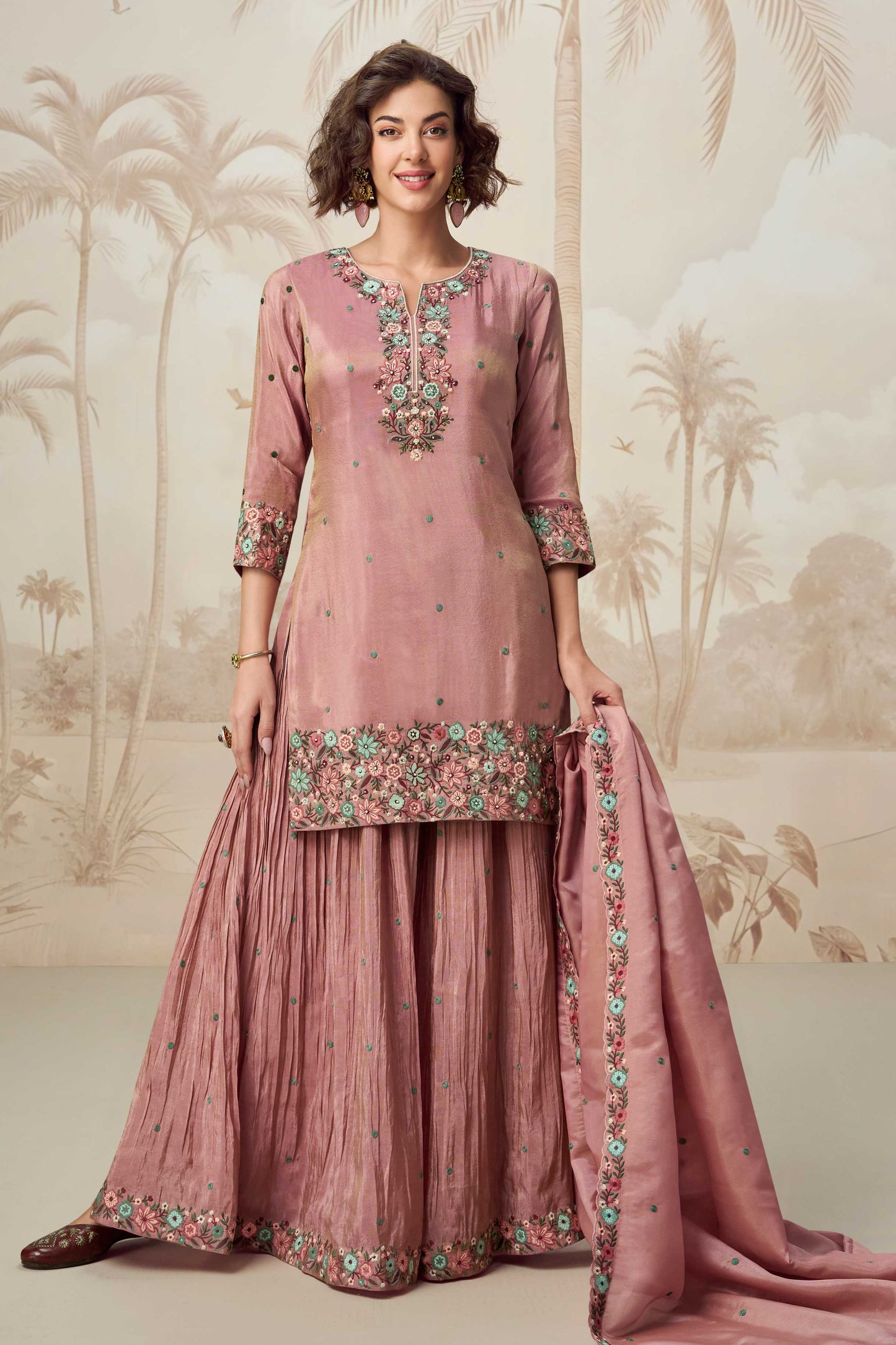 Pink Readymade Organza Silk Suit-SS317_1_SareeButa.com