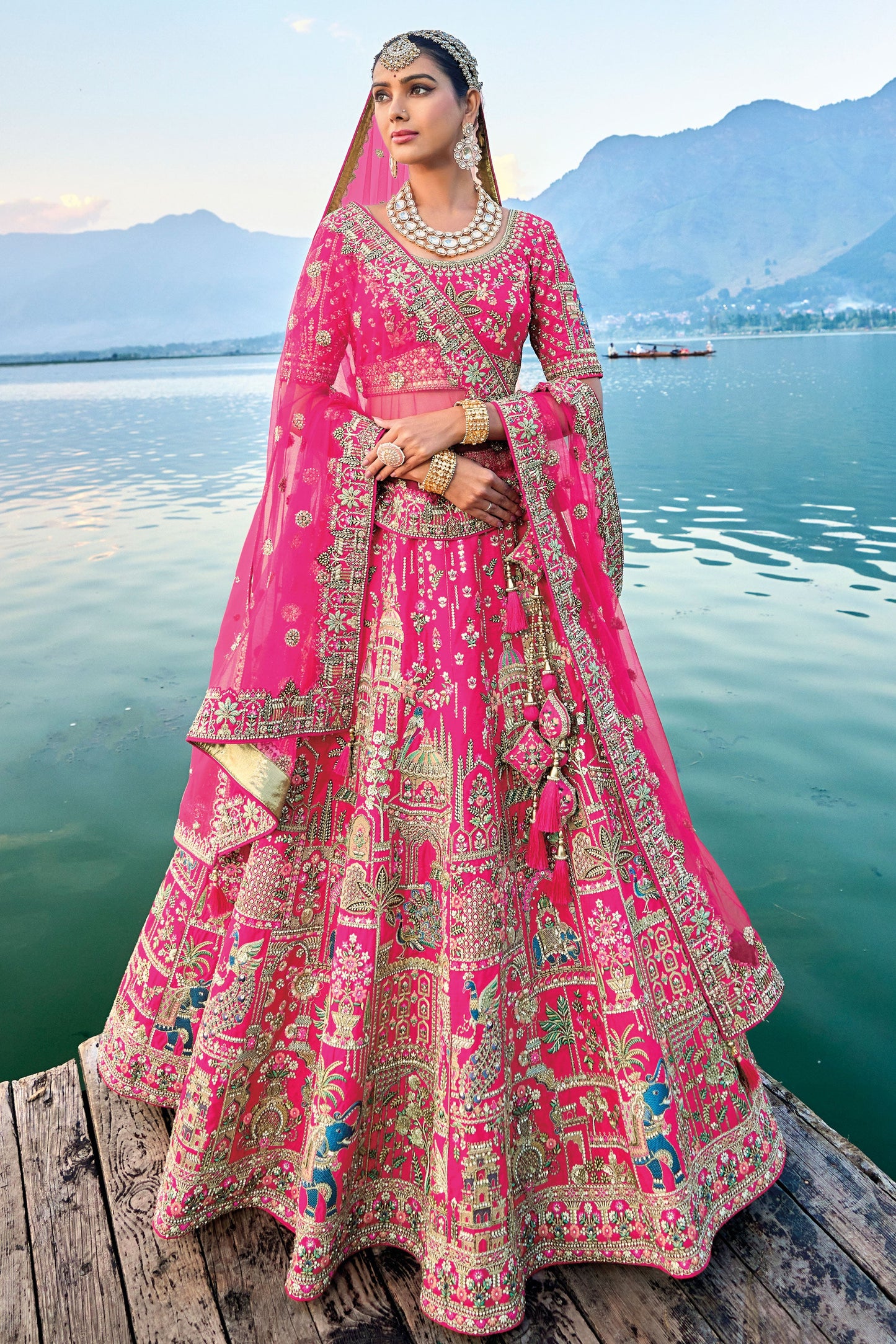 Pink Semi Stitched Embroidered Silk Lehenga-LC25_1_SareeButa.com