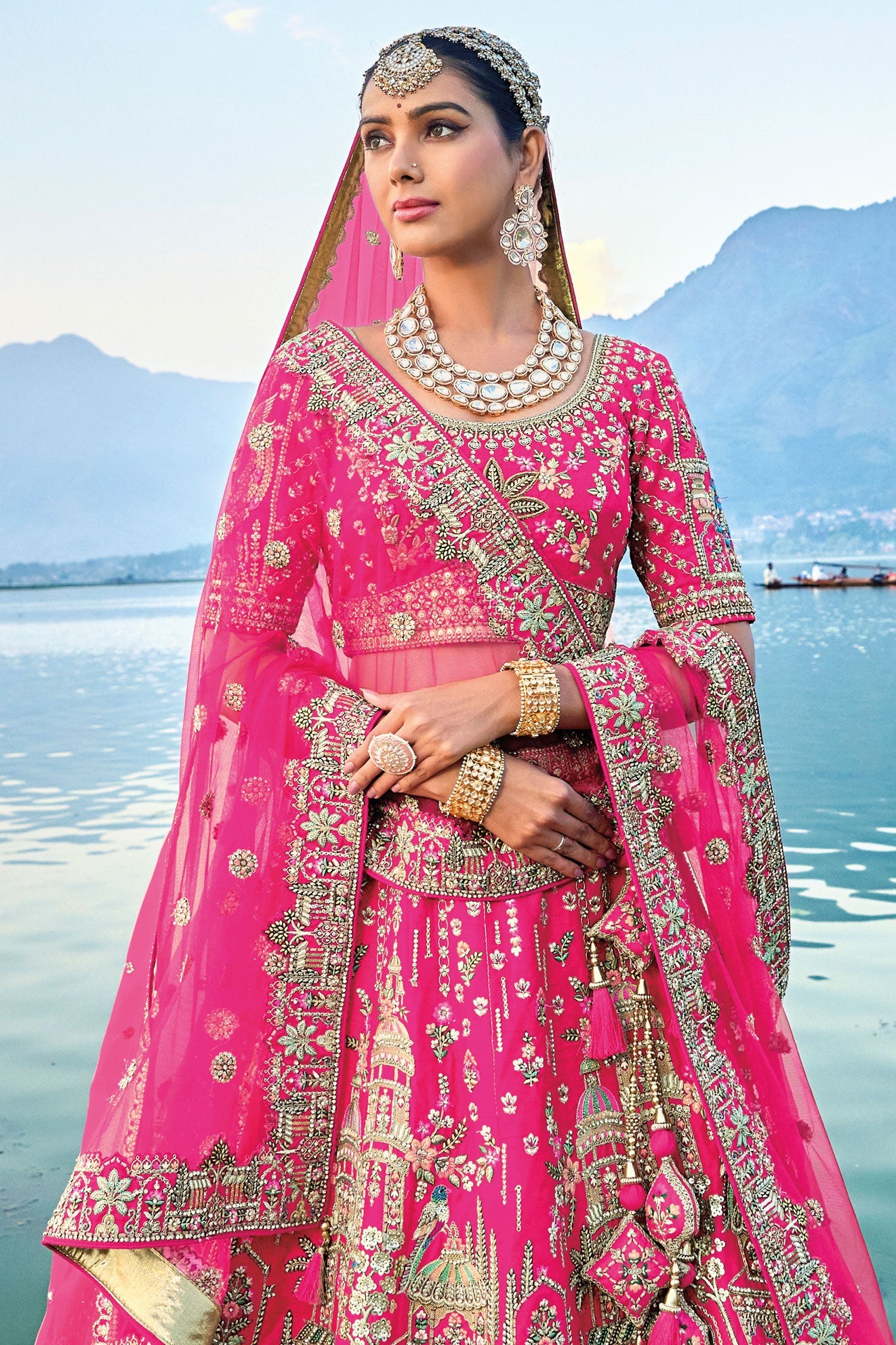 Pink Semi Stitched Embroidered Silk Lehenga-LC25_2_SareeButa.com