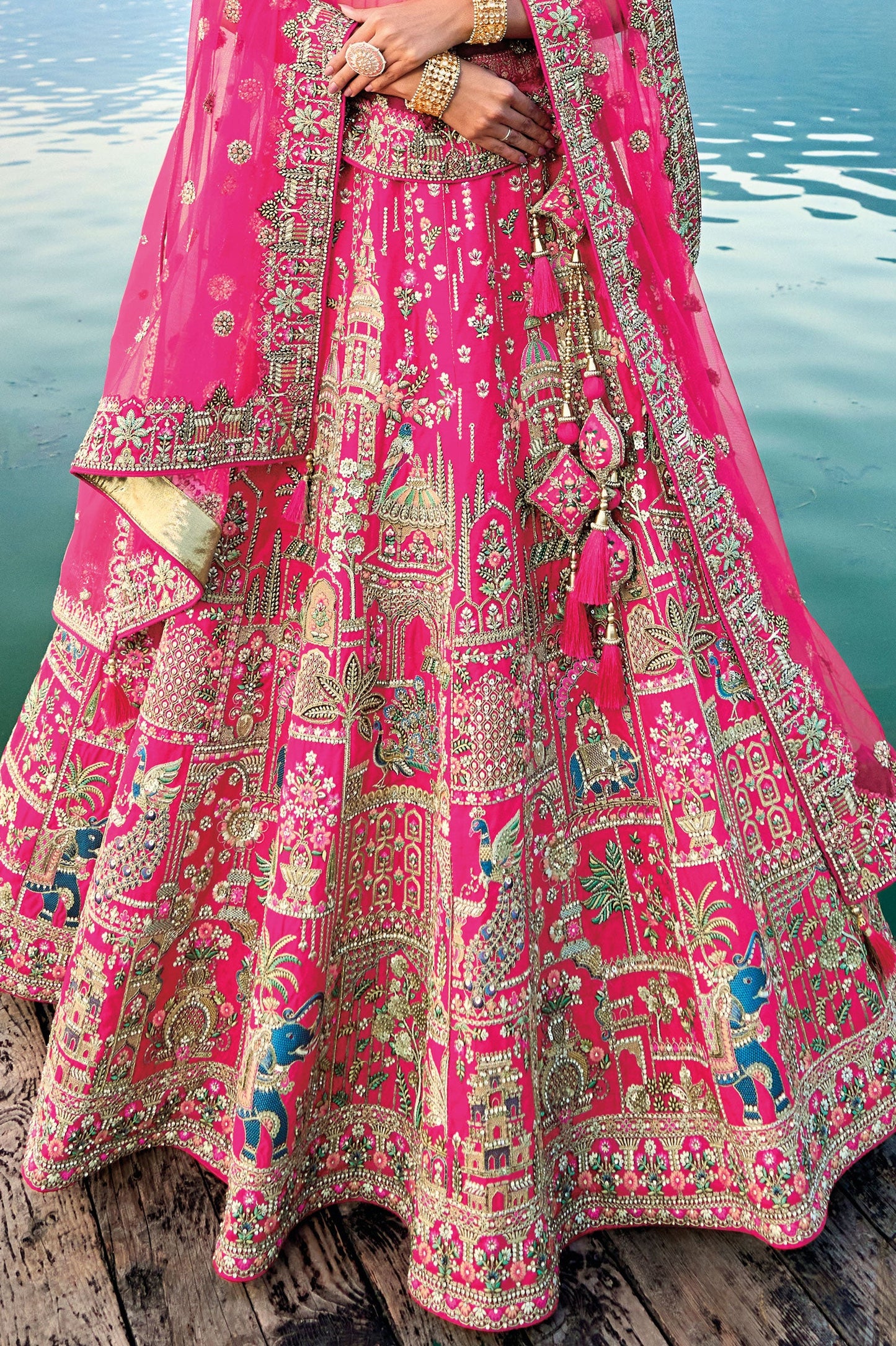 Pink Semi Stitched Embroidered Silk Lehenga-LC25_3_SareeButa.com