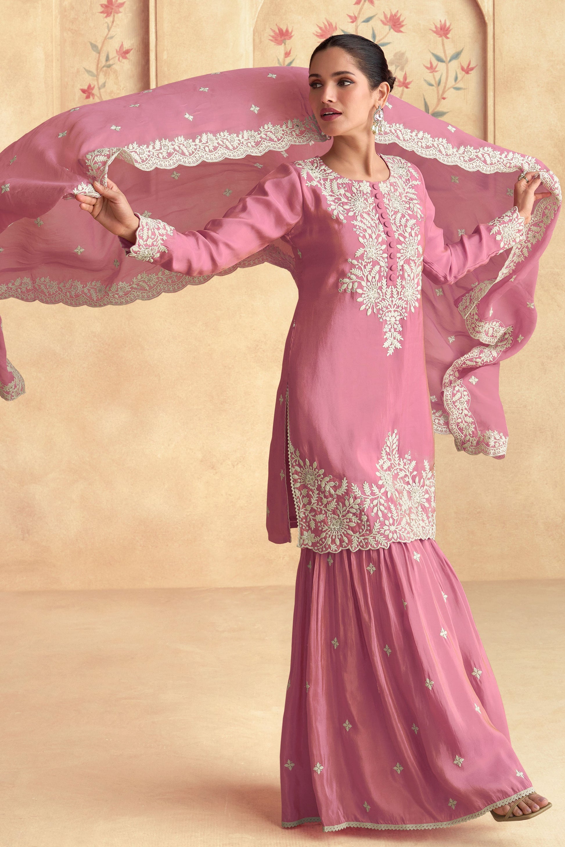 Pink Silk Readymade Sharara Suit-SS075_3_SareeButa.com