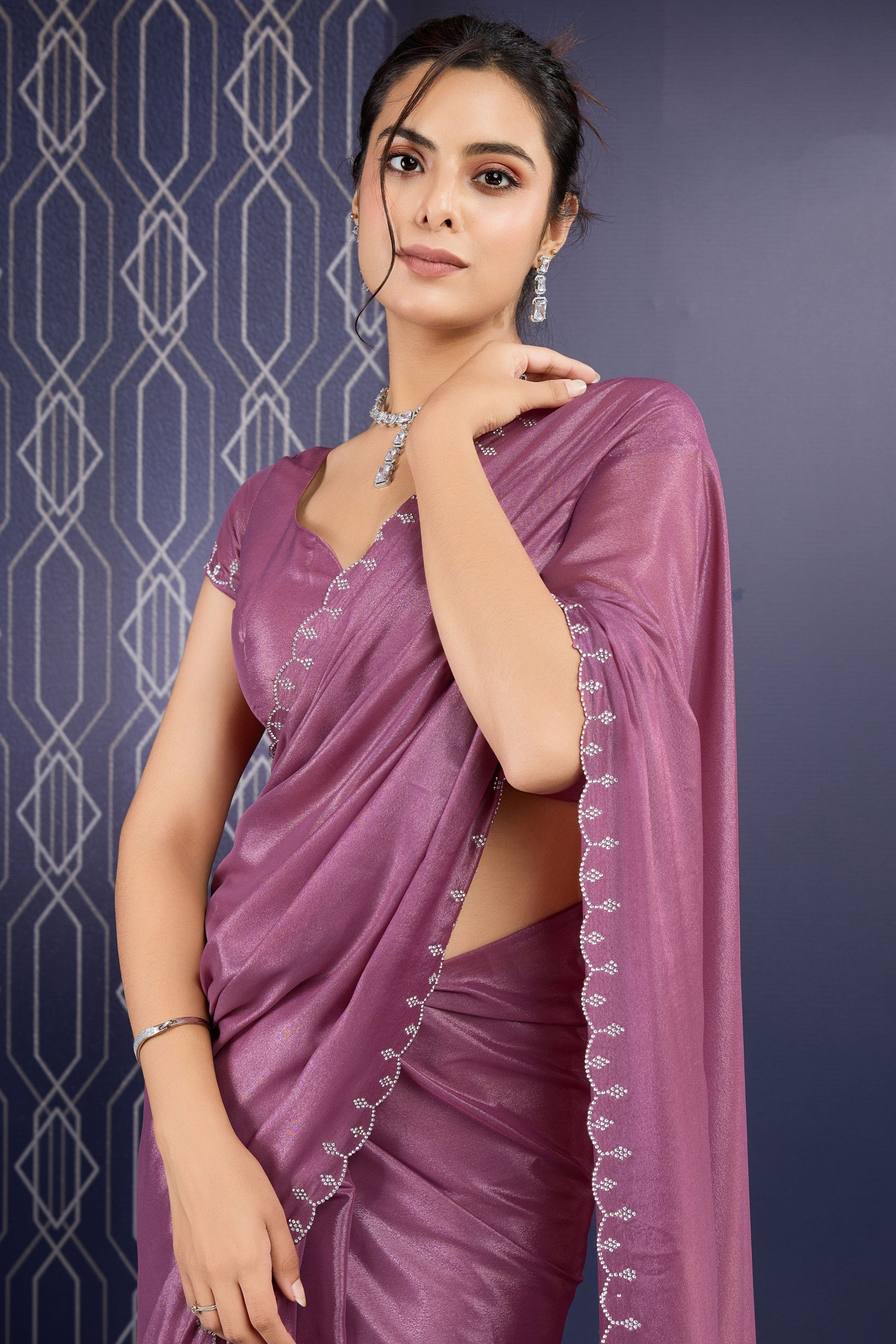 Pink Stone Work Georgette Saree-ZB133346_2_SareeButa.com