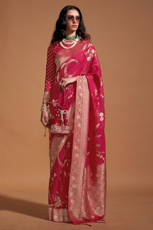 Pink Woven Georgette Saree-ZB133024_1_SareeButa.com