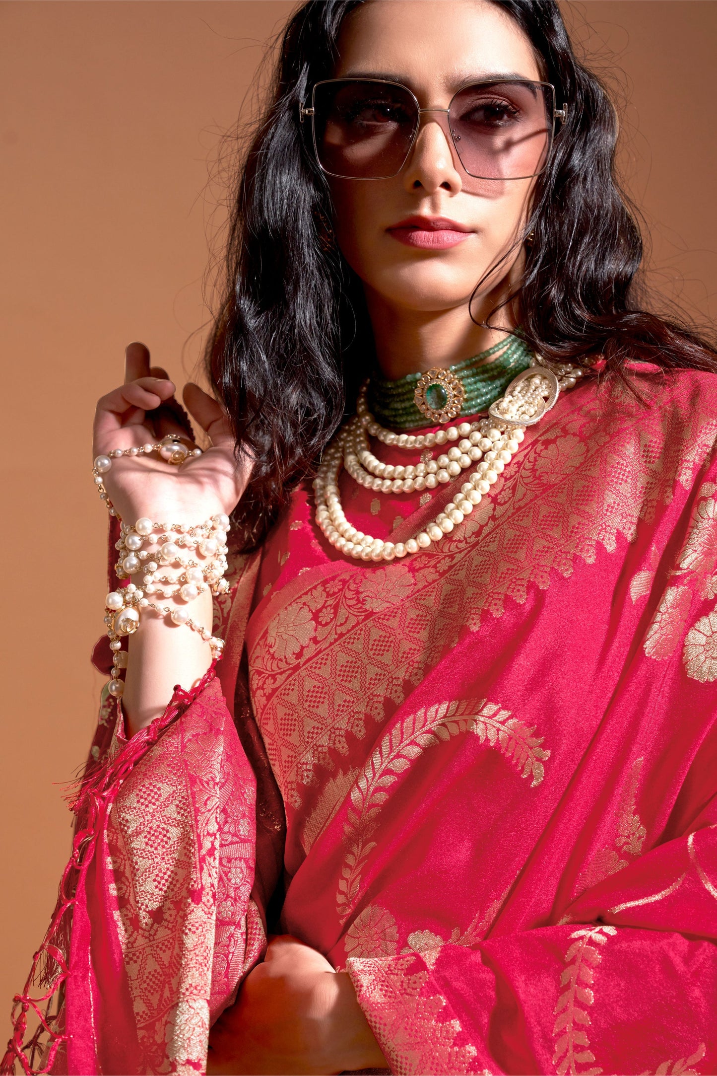 Pink Woven Georgette Saree-ZB133024_2_SareeButa.com