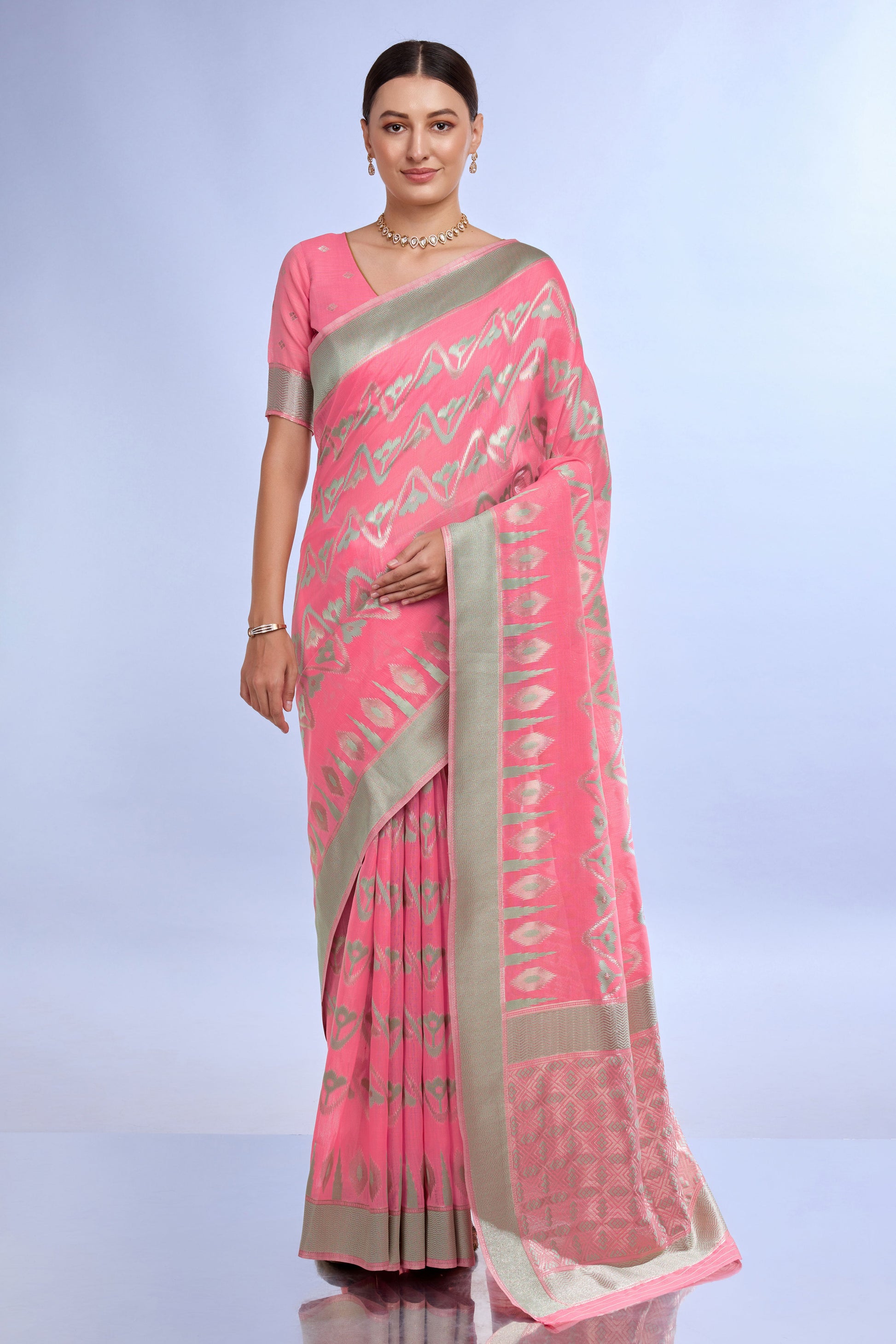 pink-woven-linen-saree-zb132208_1_SareeButa.com