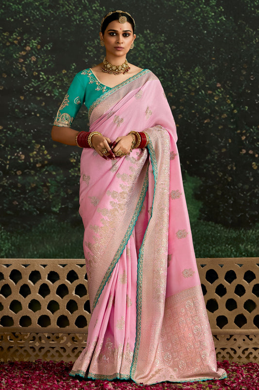 Pink Woven Organza Silk Saree-ZB133216_1_SareeButa.com