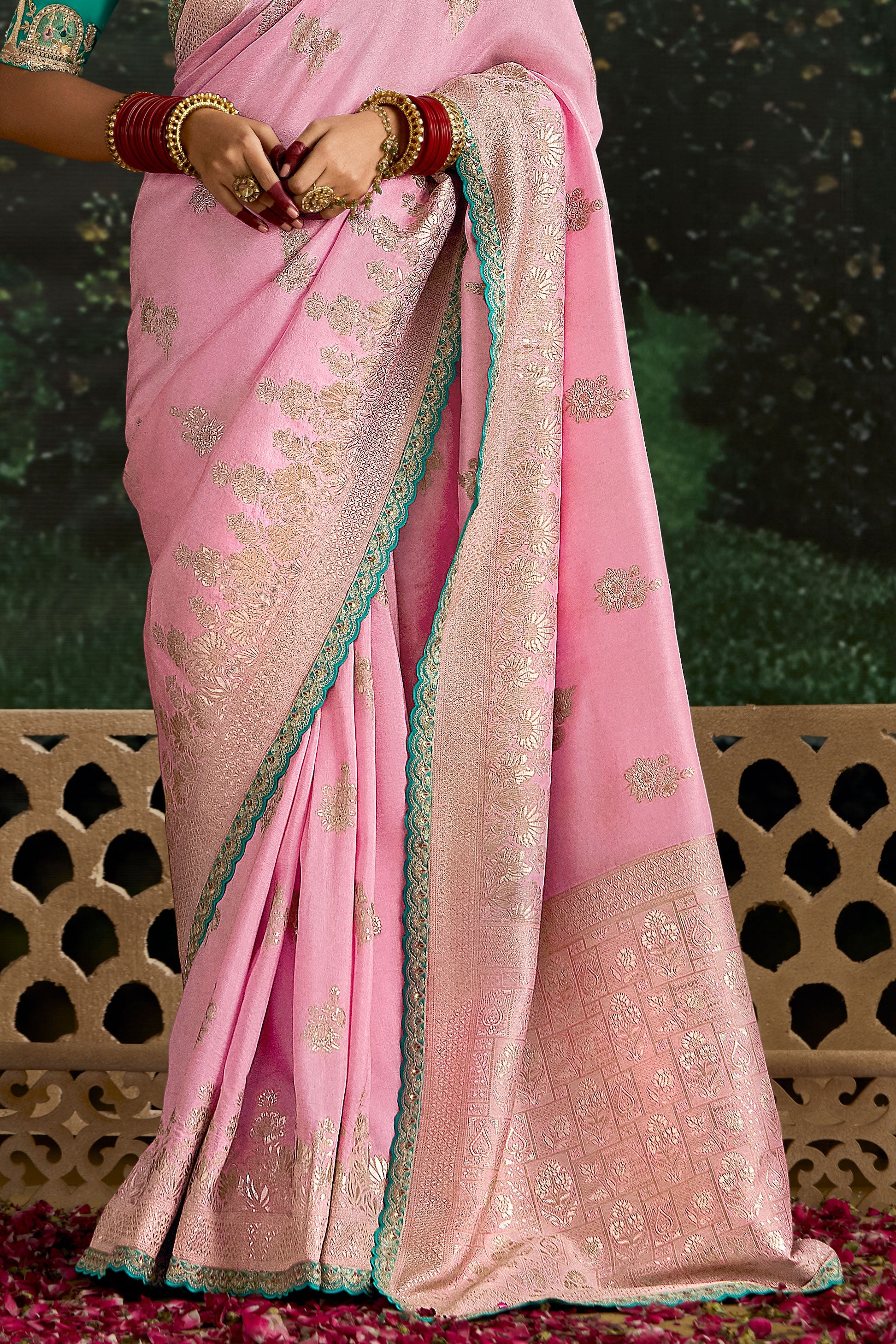 Pink Woven Organza Silk Saree-ZB133216_3_SareeButa.com