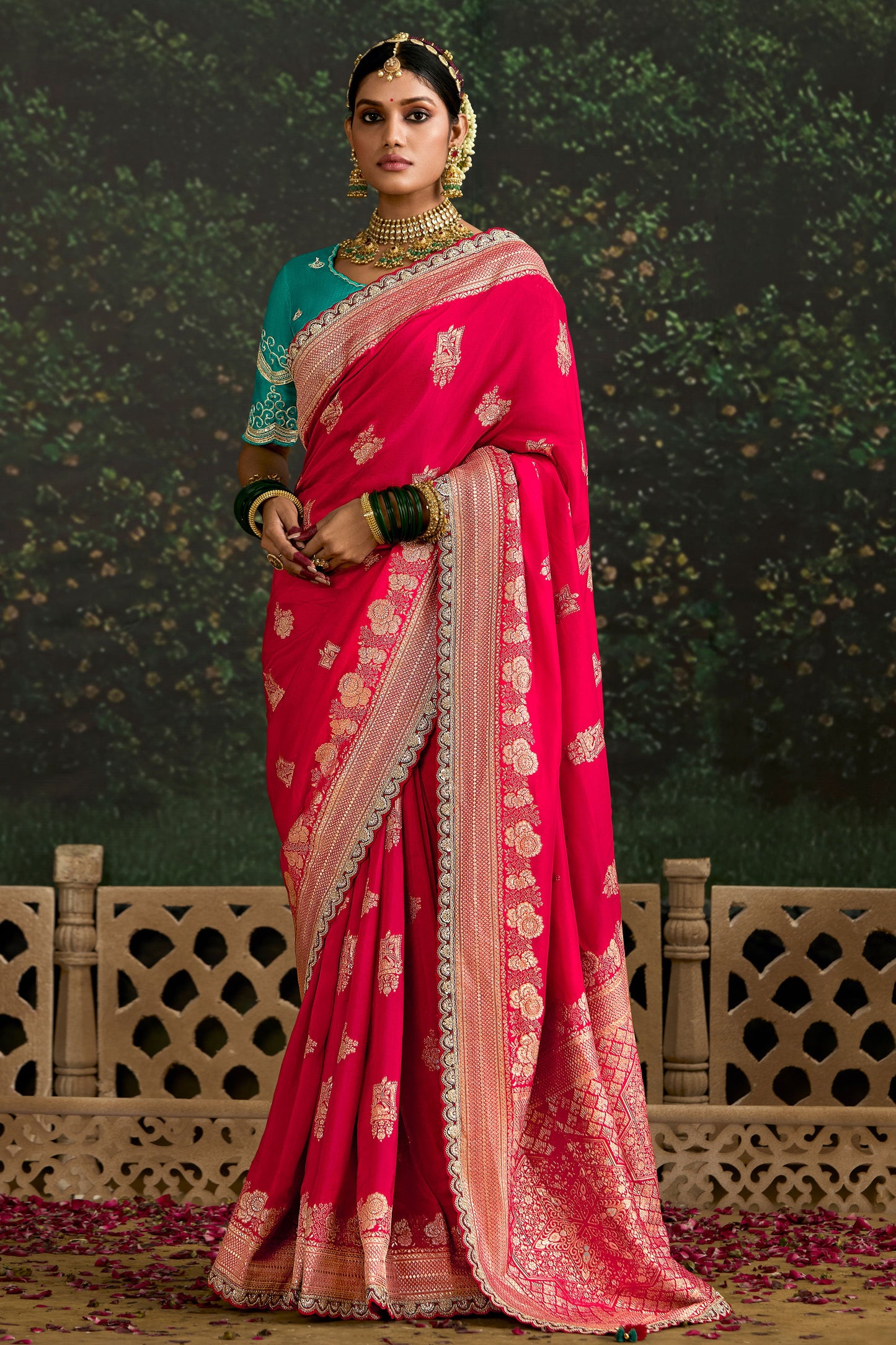 Pink Woven Organza Silk Saree-ZB133225_1_SareeButa.com