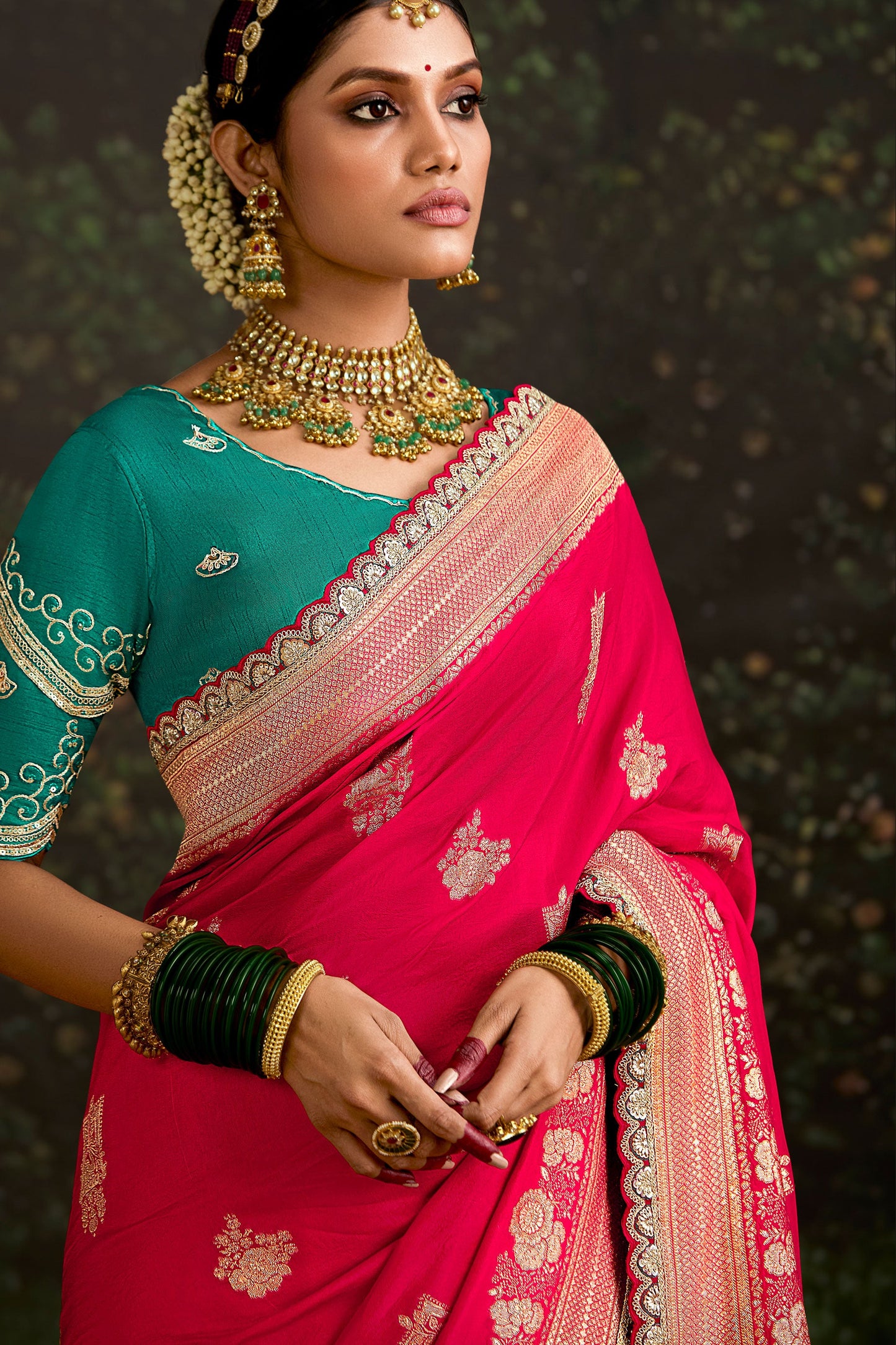 Pink Woven Organza Silk Saree-ZB133225_2_SareeButa.com